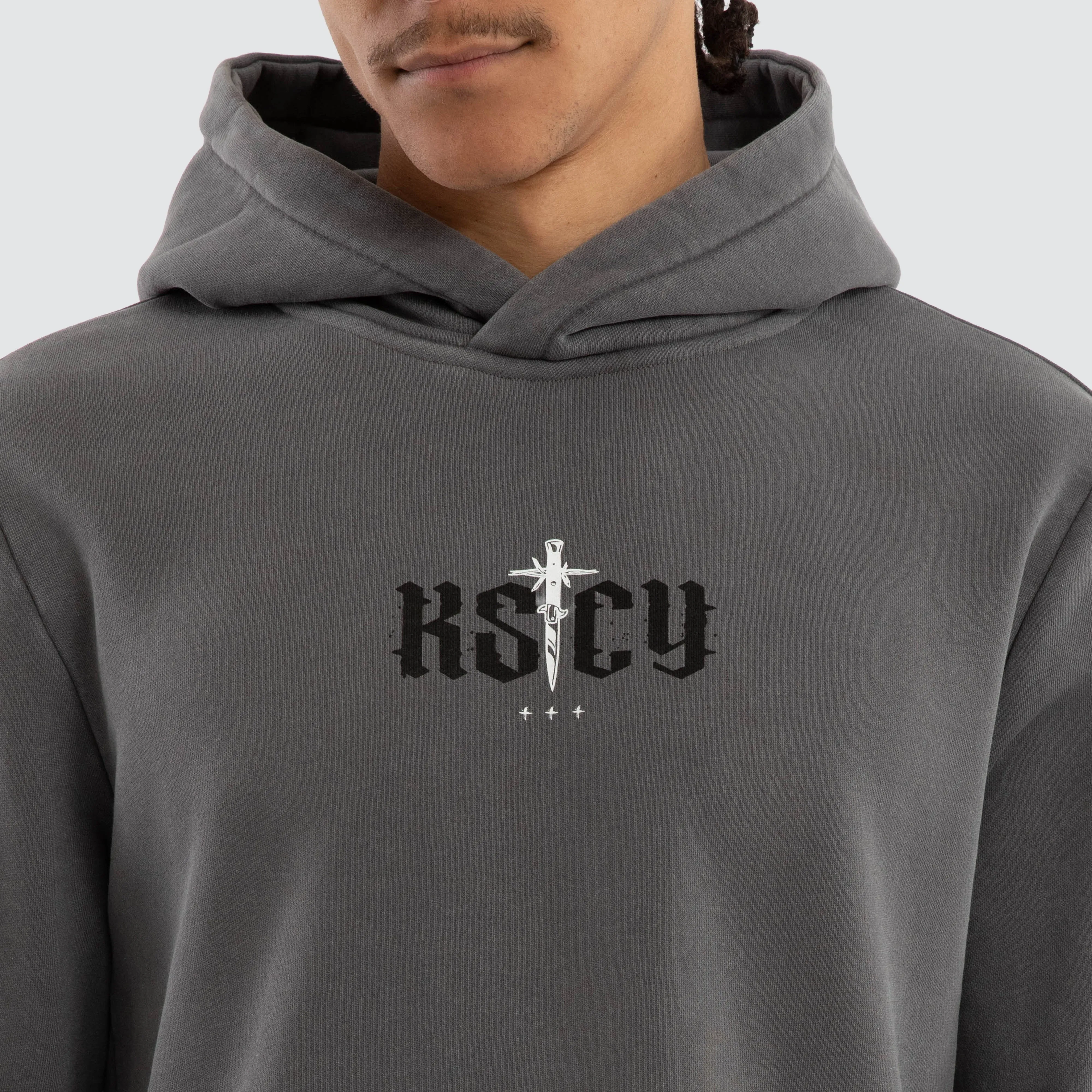 Existence Dual Curved Hoodie Pigment Charcoal sold by Neverland product image thumbnail 4