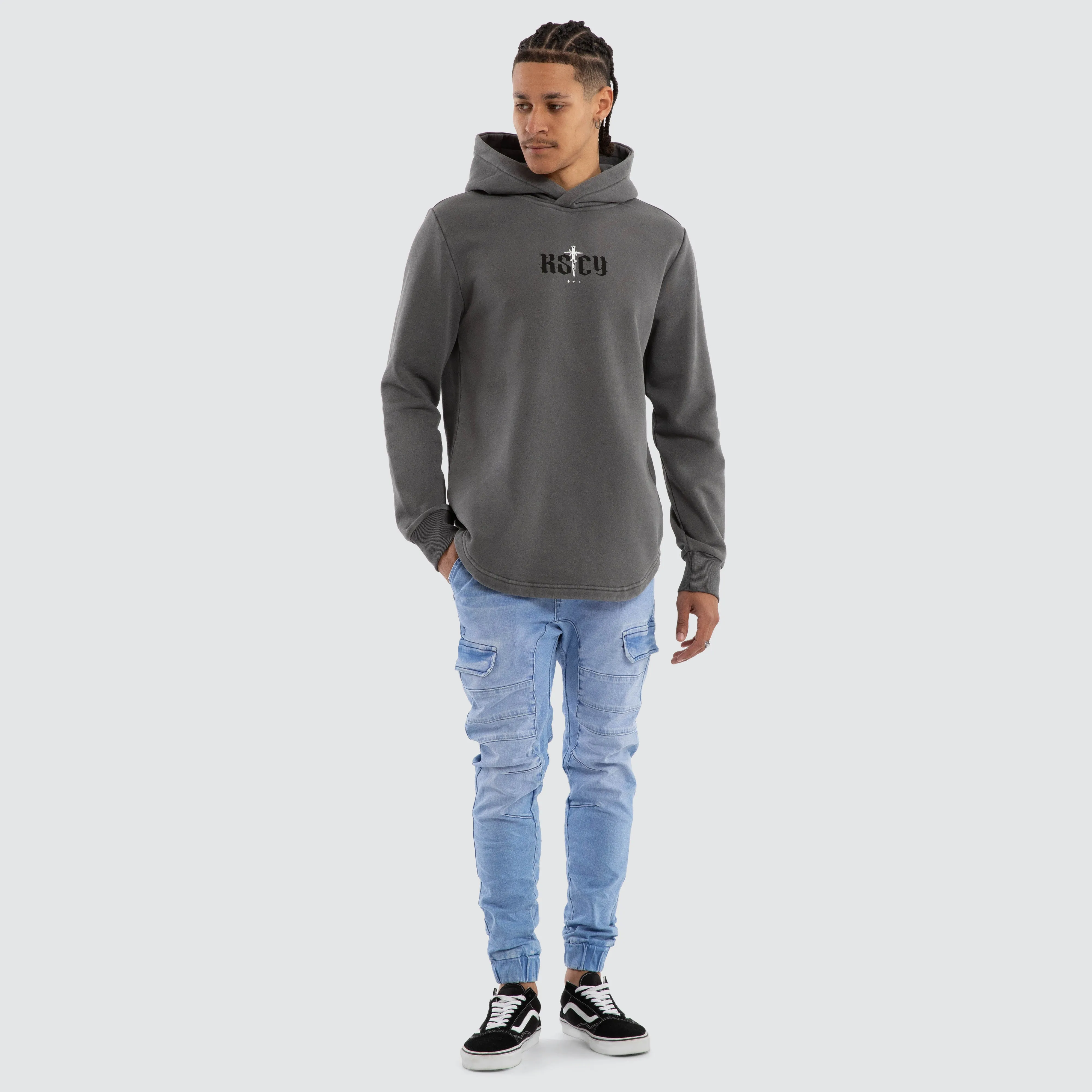 Existence Dual Curved Hoodie Pigment Charcoal sold by Neverland product image thumbnail 2