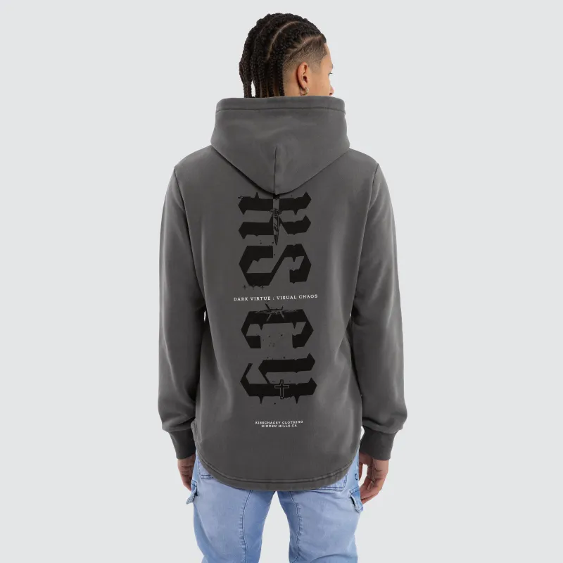 Existence Dual Curved Hoodie Pigment Charcoal made by Neverland