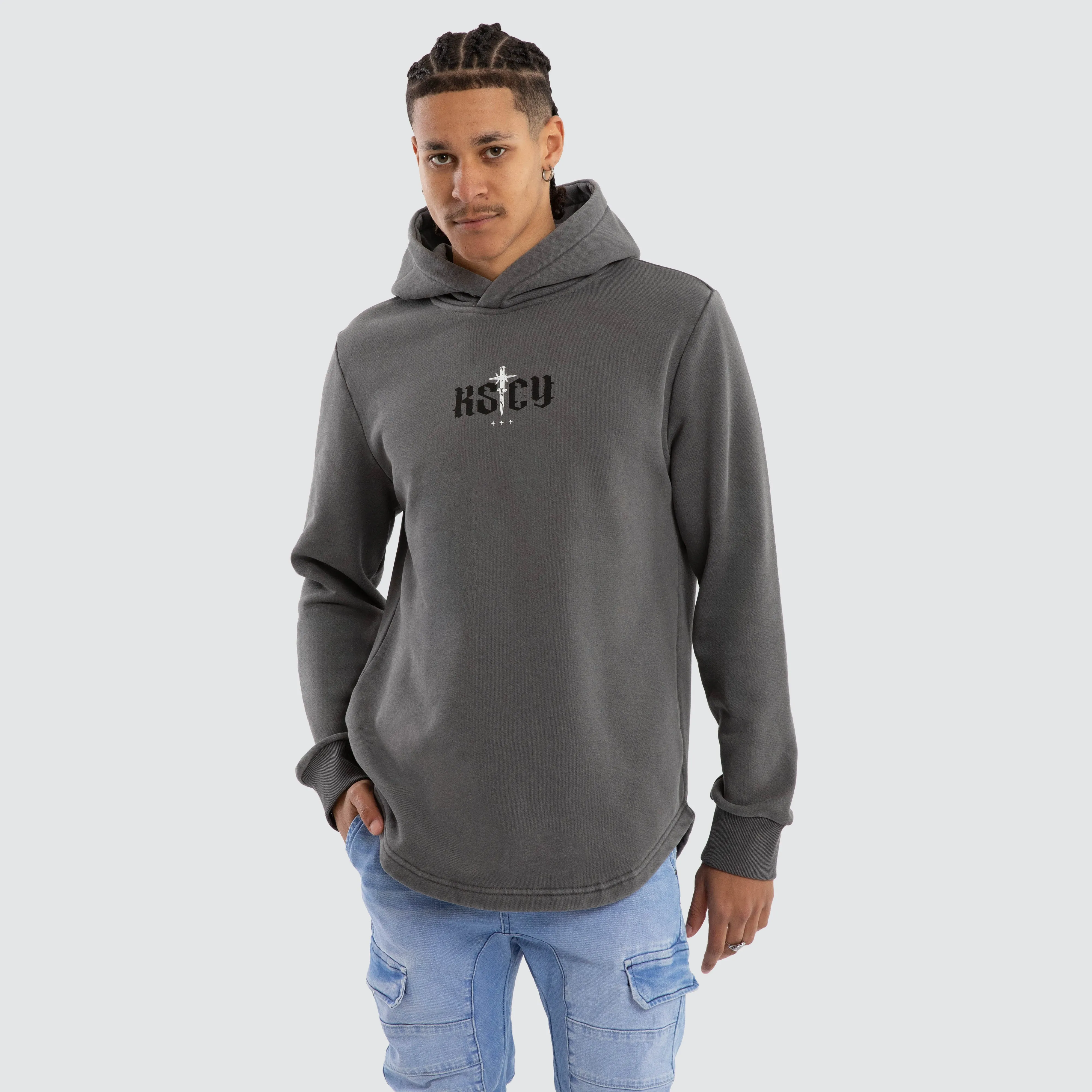 Existence Dual Curved Hoodie Pigment Charcoal sold by Neverland product image thumbnail 3