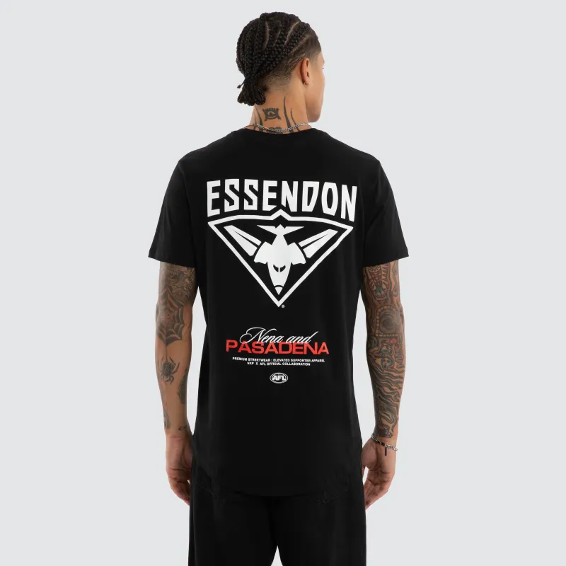 Essendon Bombers AFL Grand Dual Curved Tee Jet Black made by Neverland