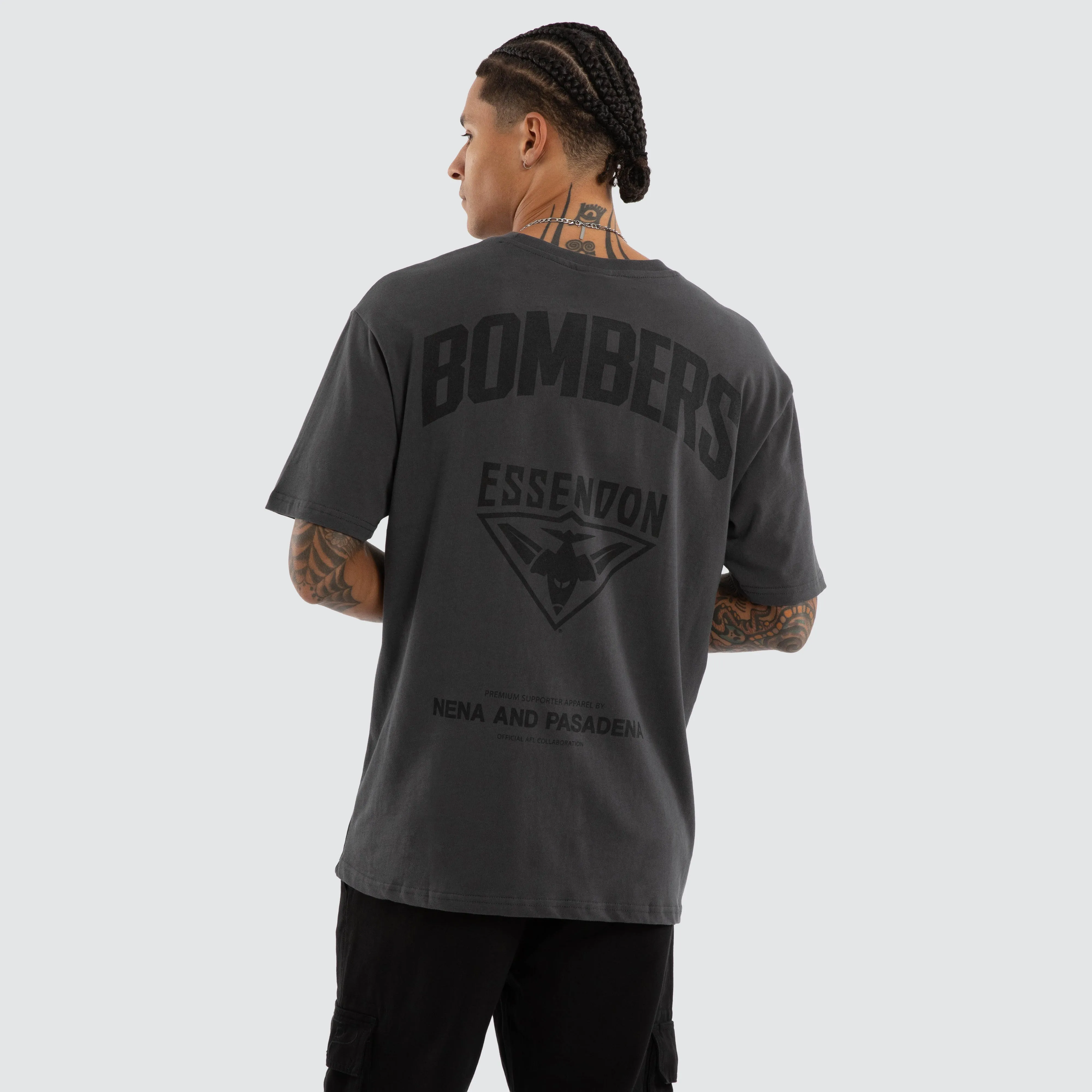 Essendon Bombers AFL Champions Box Fit Tee Asphalt sold by Neverland