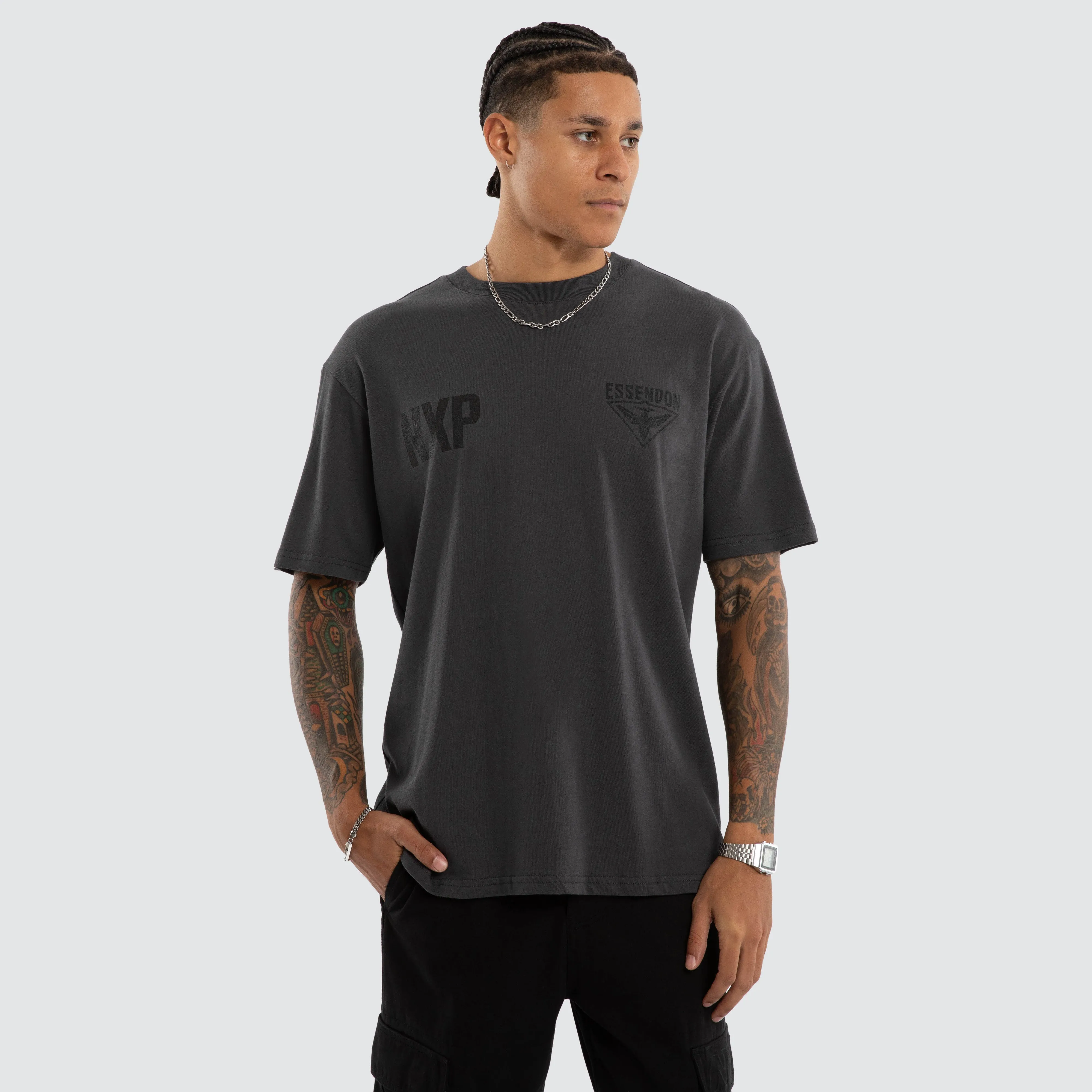 Essendon Bombers AFL Champions Box Fit Tee Asphalt sold by Neverland product image thumbnail 3