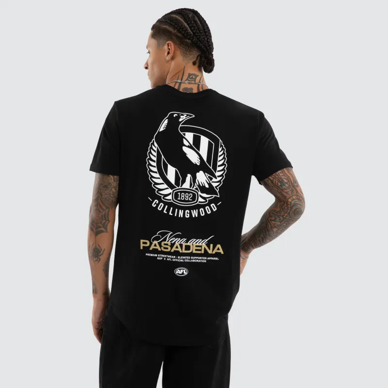Collingwood Magpies AFL Grand Dual Curved Tee Jet Black made by Neverland