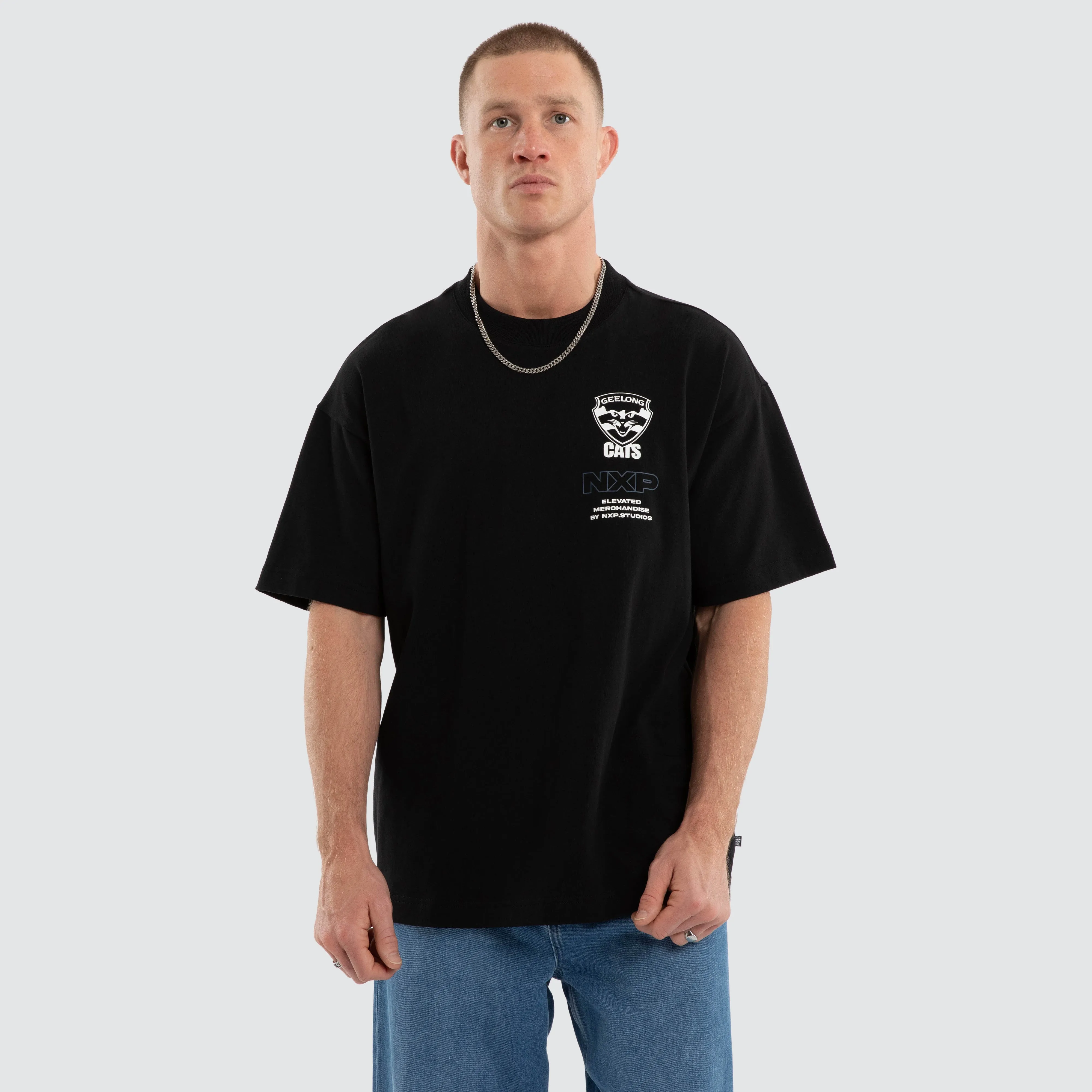 Geelong Cats AFL Sticker Raptor Tee Jet Black sold by Neverland product image thumbnail 4