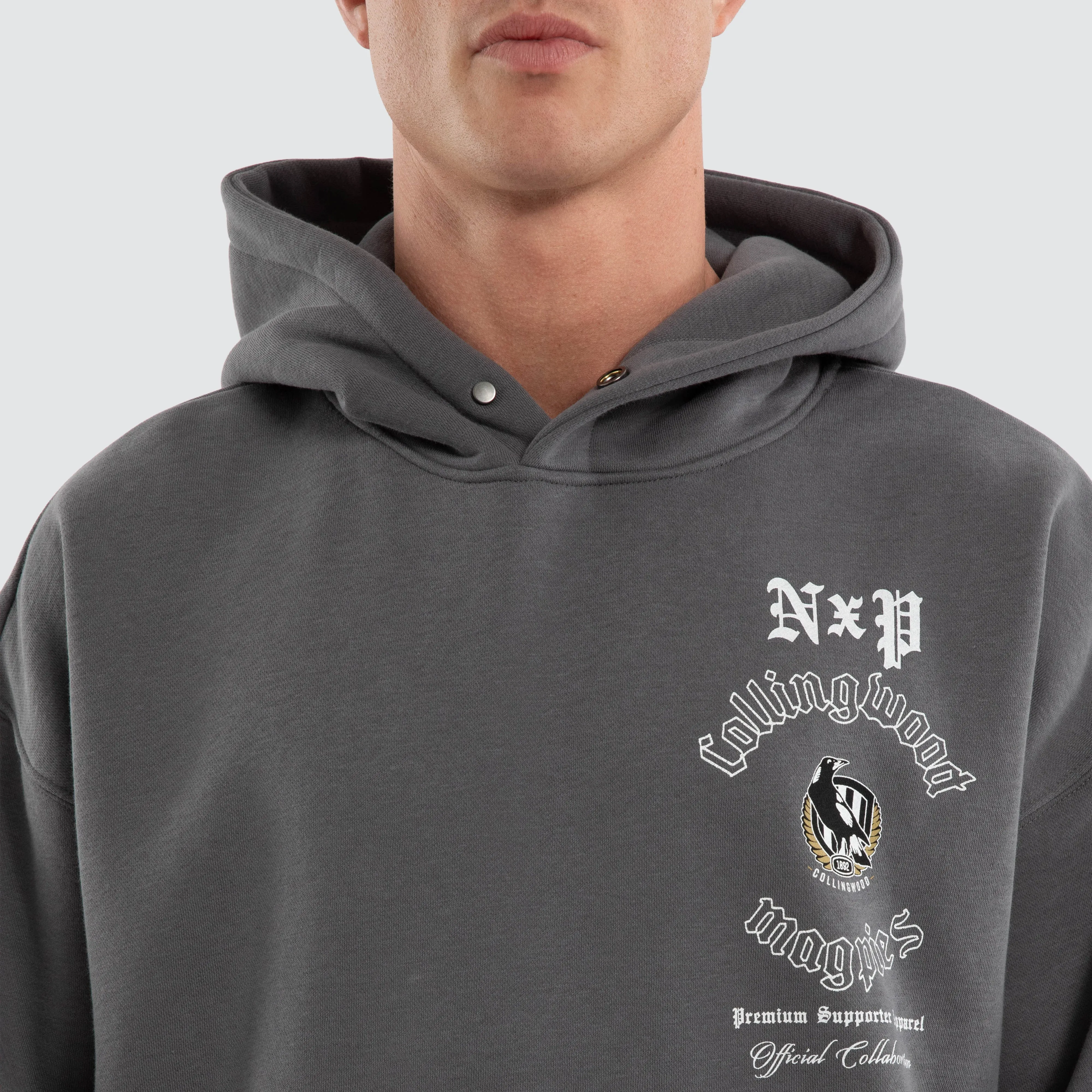 Collingwood Magpies AFL Tag Box Fit Hoodie Charcoal sold by Neverland product image thumbnail 4