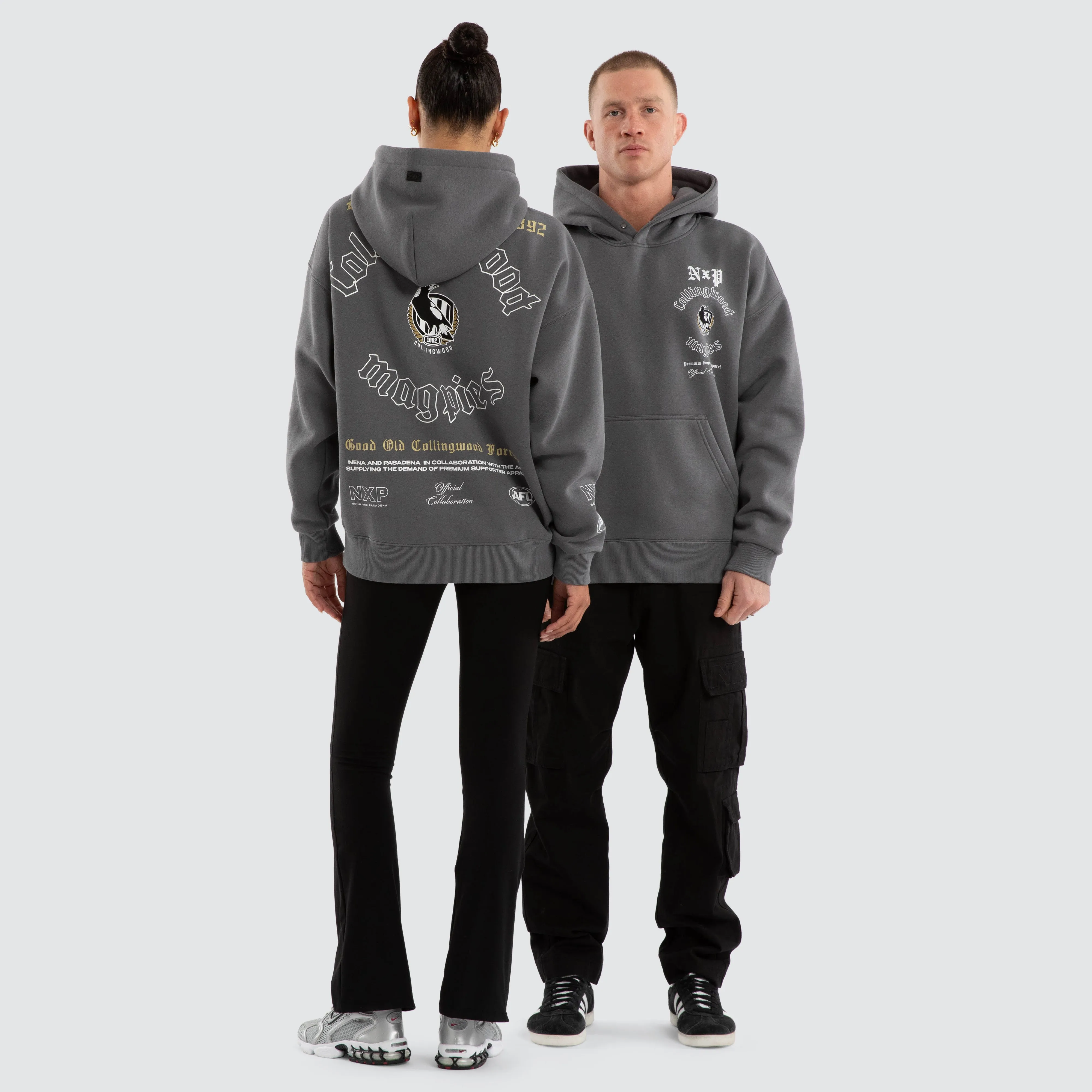 Collingwood Magpies AFL Tag Box Fit Hoodie Charcoal sold by Neverland product image thumbnail 2