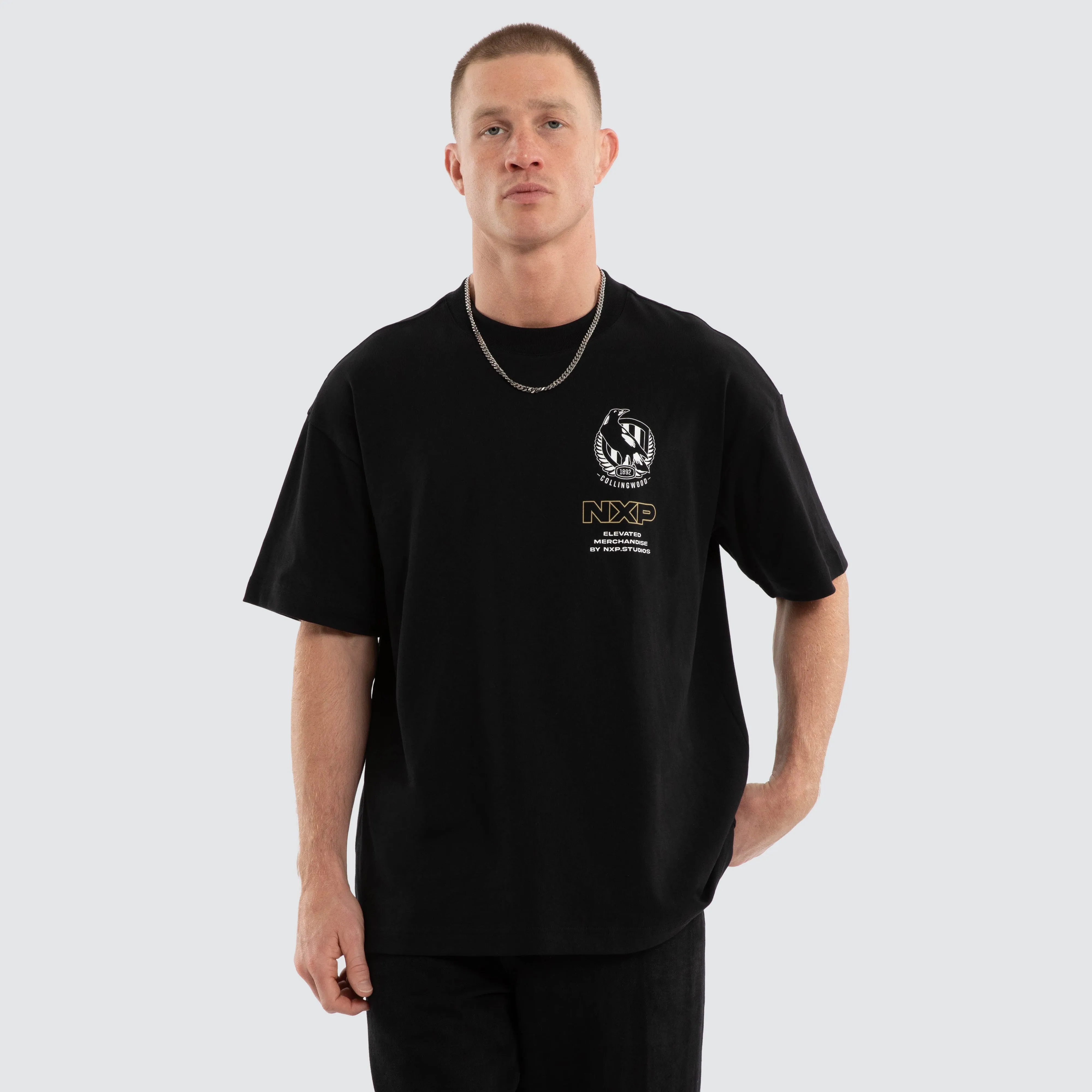Collingwood Magpies AFL Sticker Raptor Tee Jet Black sold by Neverland product image thumbnail 5