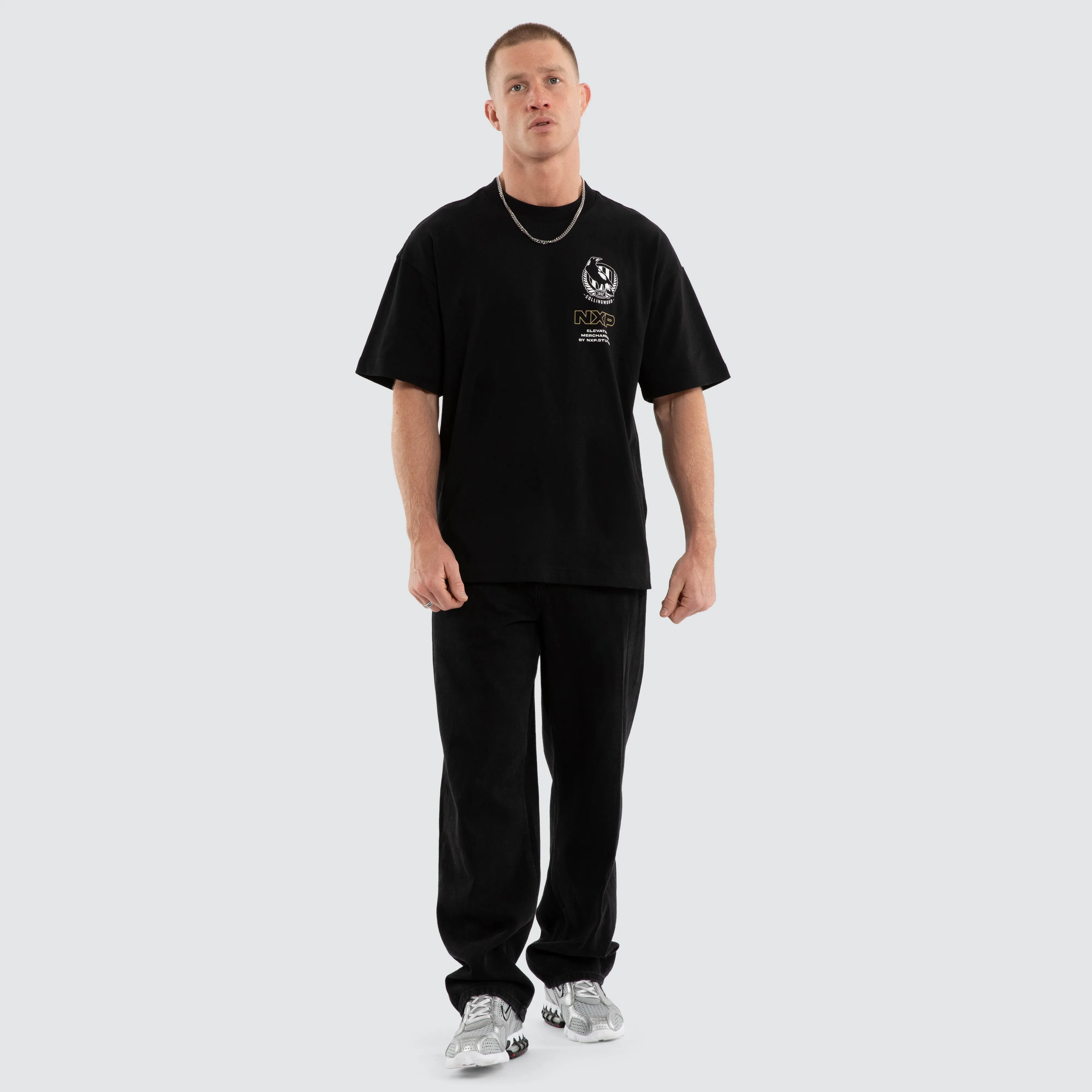 Collingwood Magpies AFL Sticker Raptor Tee Jet Black sold by Neverland product image thumbnail 3