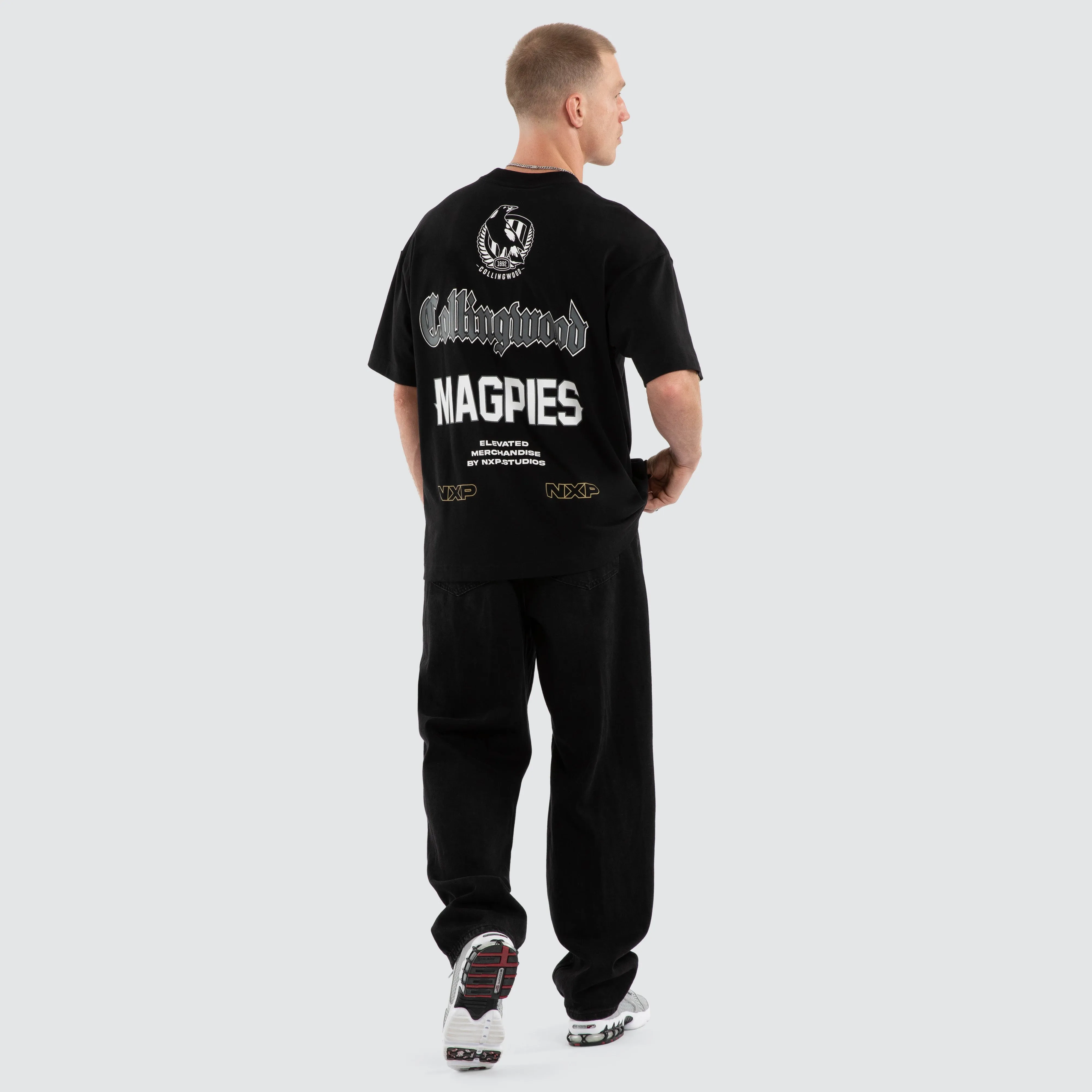 Collingwood Magpies AFL Sticker Raptor Tee Jet Black sold by Neverland product image thumbnail 4