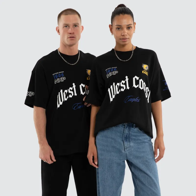 West Coast Eagles AFL Gold Raptor Tee Jet Black made by Neverland