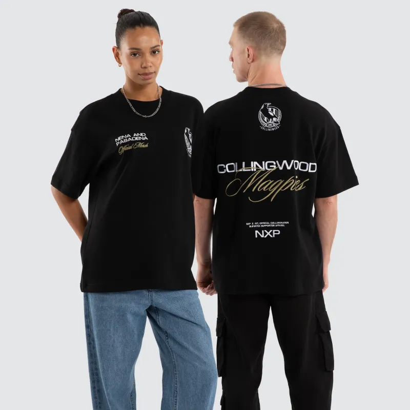 Collingwood Magpies AFL Advance Raptor Tee Jet Black made by Neverland