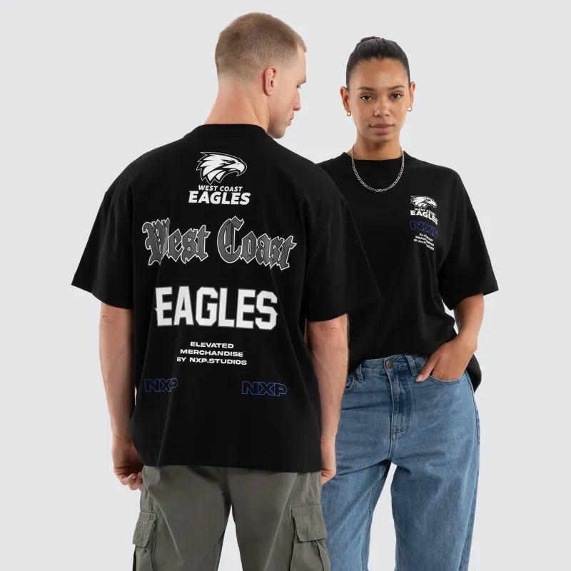 West Coast Eagles AFL Sticker Raptor Tee Jet Black made by Neverland