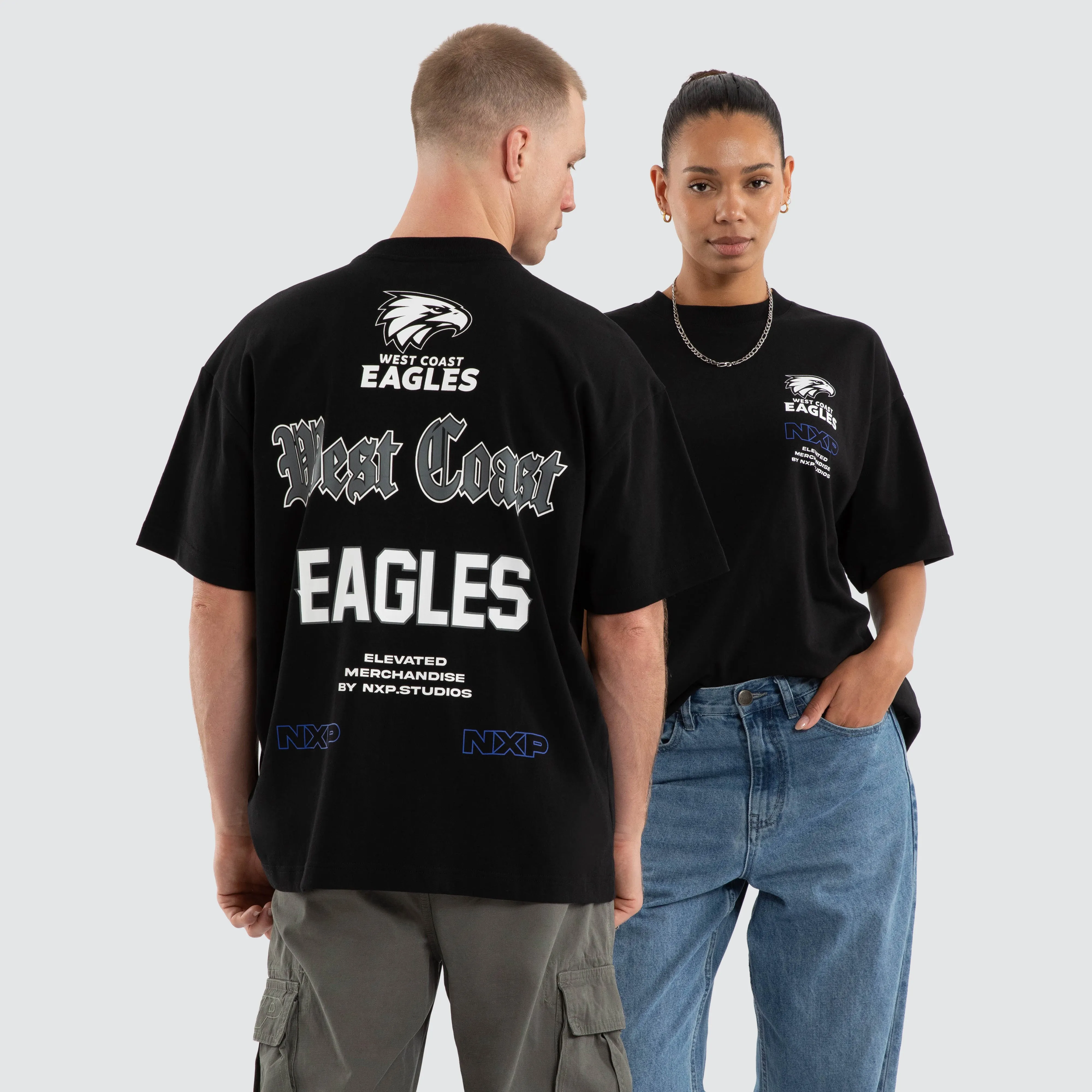 West Coast Eagles AFL Sticker Raptor Tee Jet Black sold by Neverland