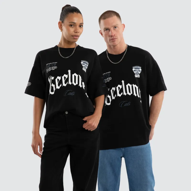 Geelong Cats AFL Gold Raptor Tee Jet Black made by Neverland