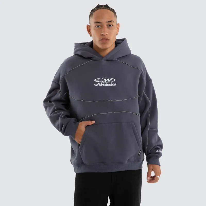 Globe Panel Hoodie Storm Blue made by WNDRR
