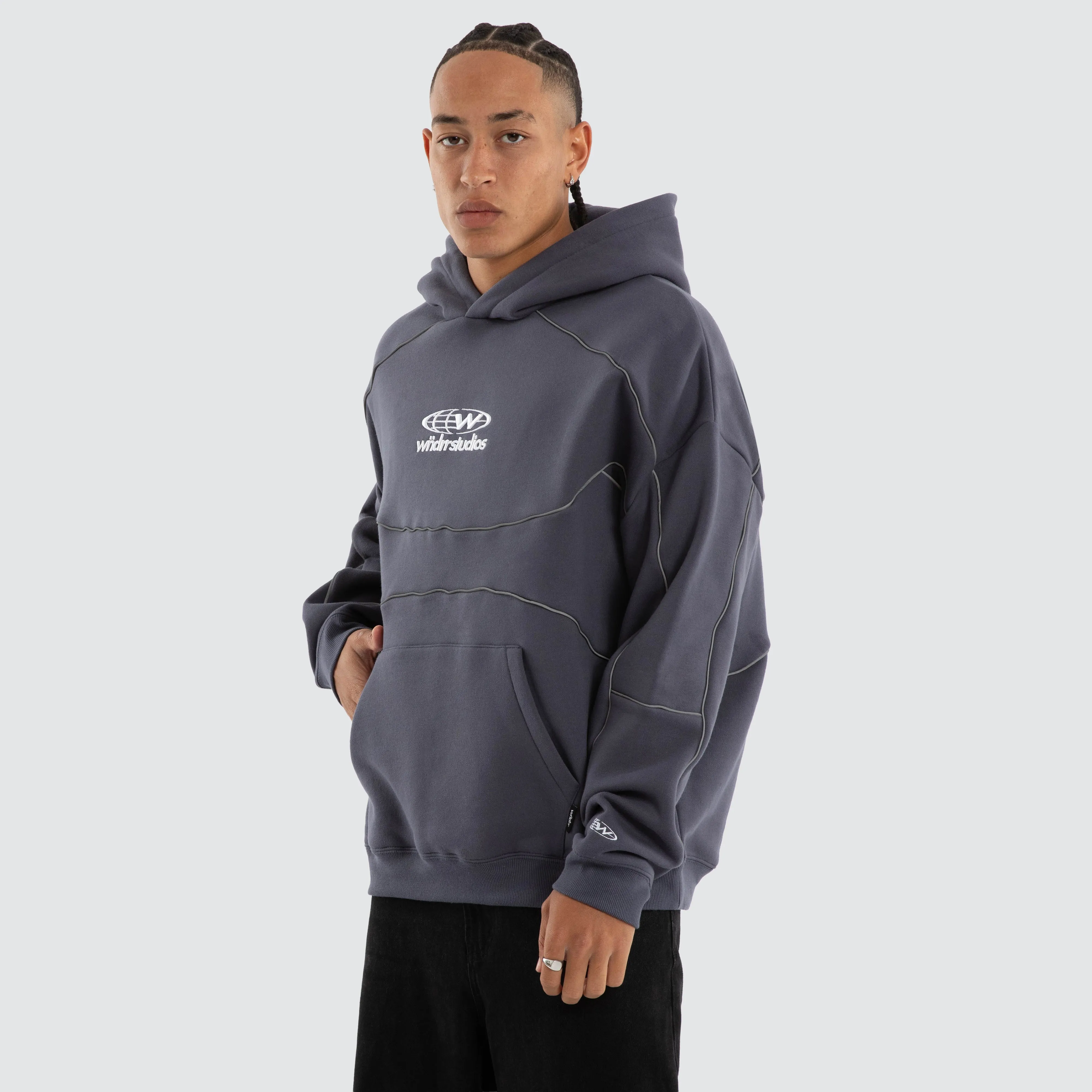 Globe Panel Hoodie Storm Blue sold by Neverland product image thumbnail 3