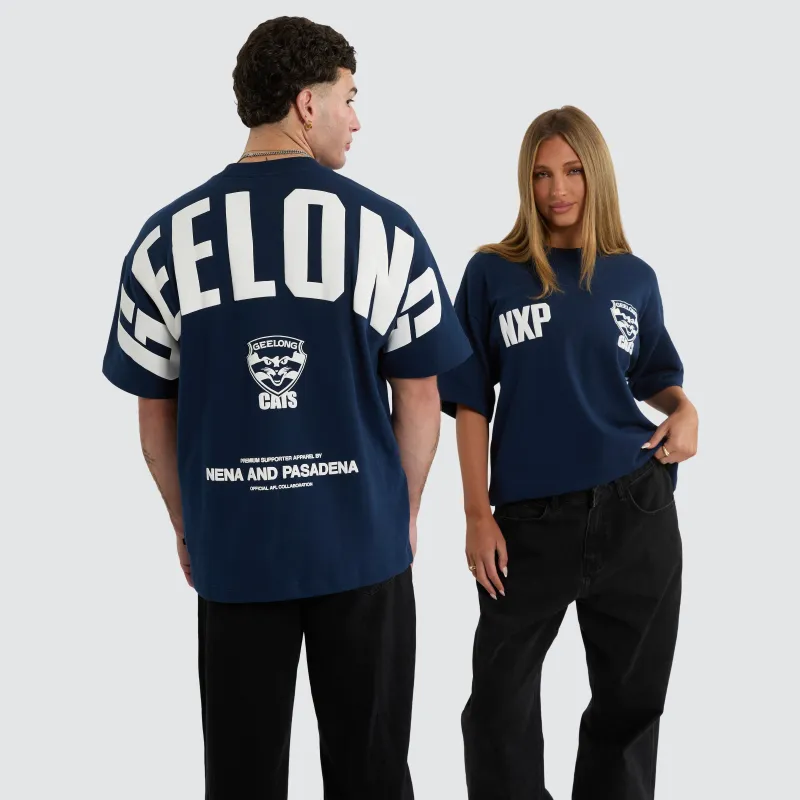 Geelong Cats AFL Archive Loopback Raptor Tee Navy made by Neverland