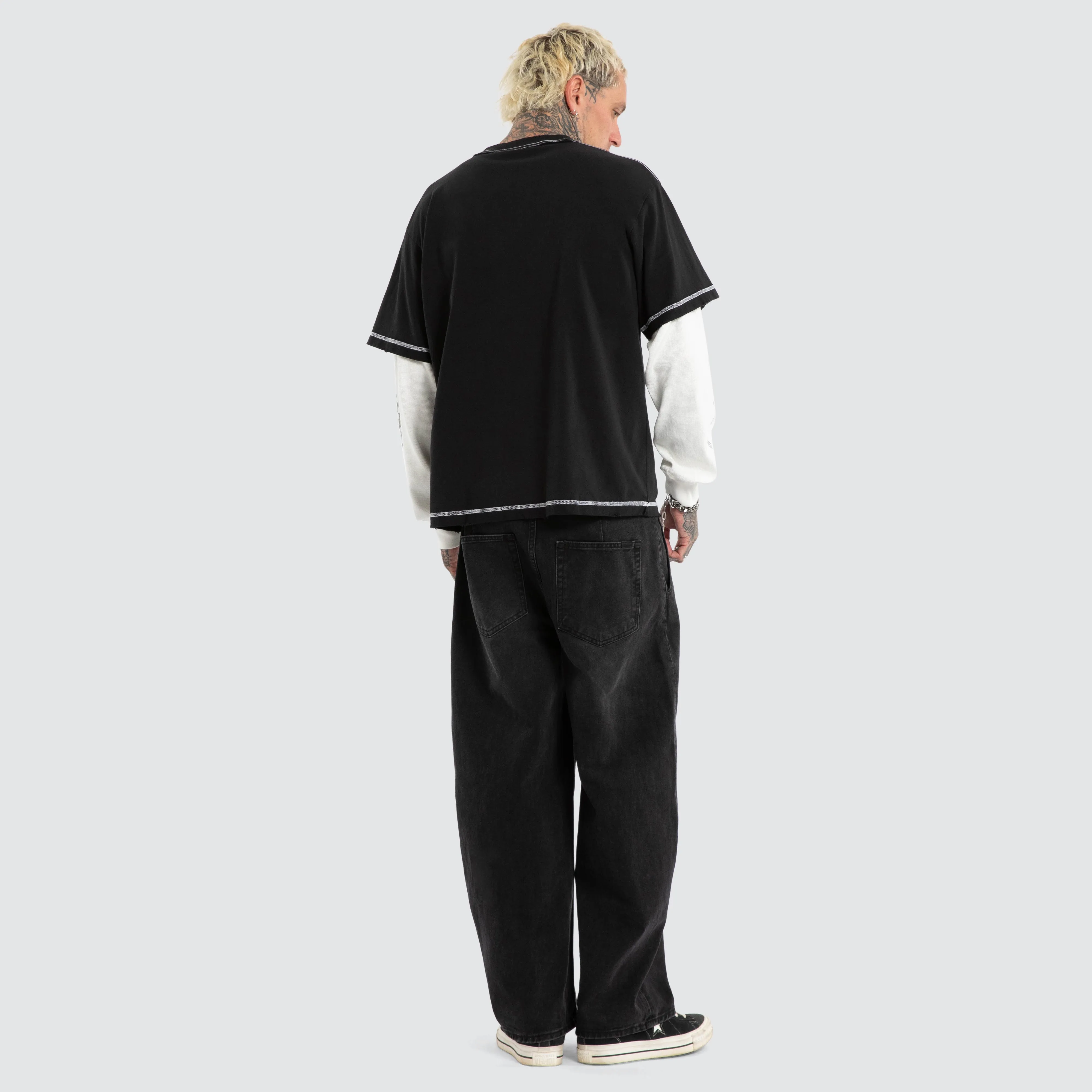 Heavy Parts Waffle Boxy Tee Stone Black sold by Neverland product image thumbnail 2
