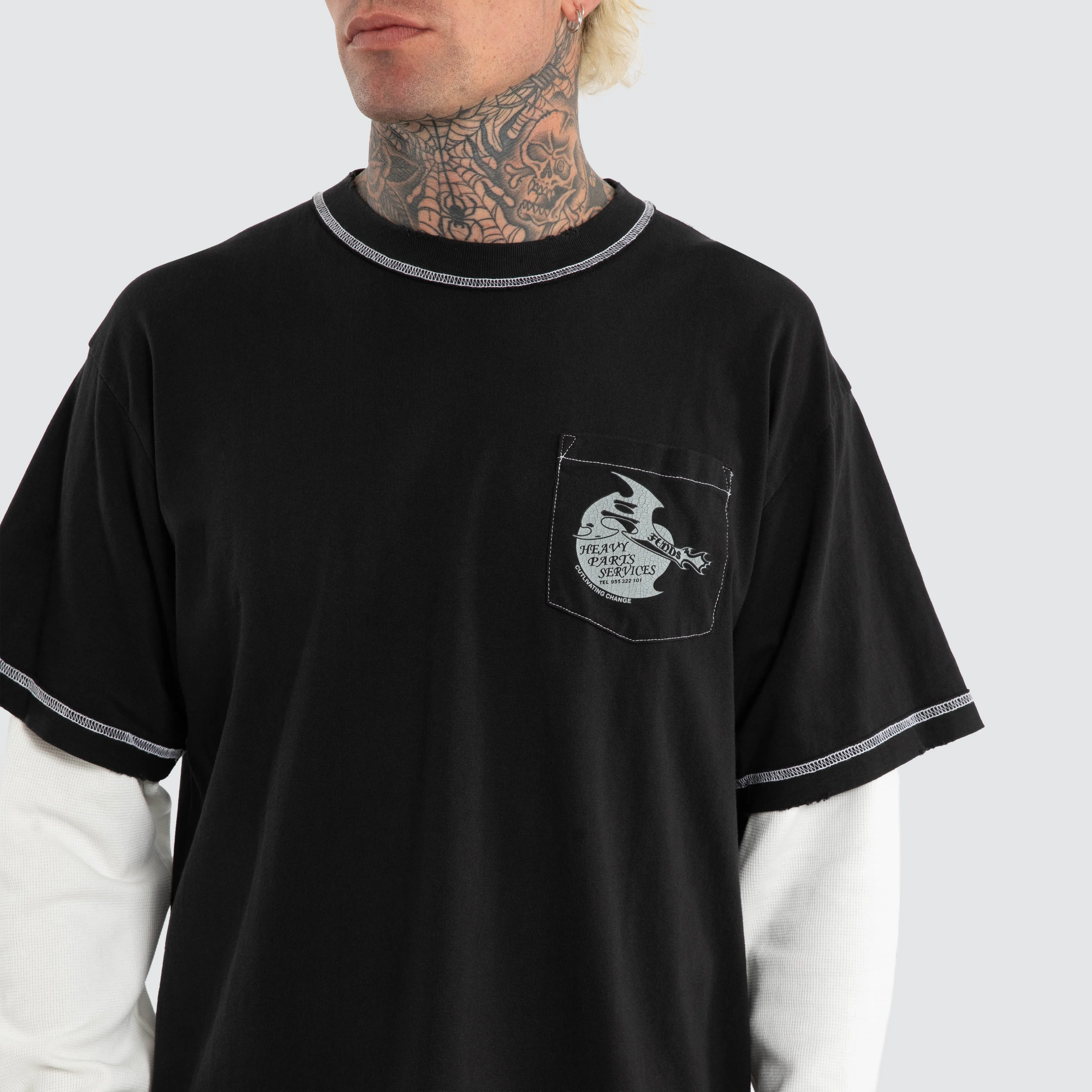 Heavy Parts Waffle Boxy Tee Stone Black sold by Neverland product image thumbnail 5