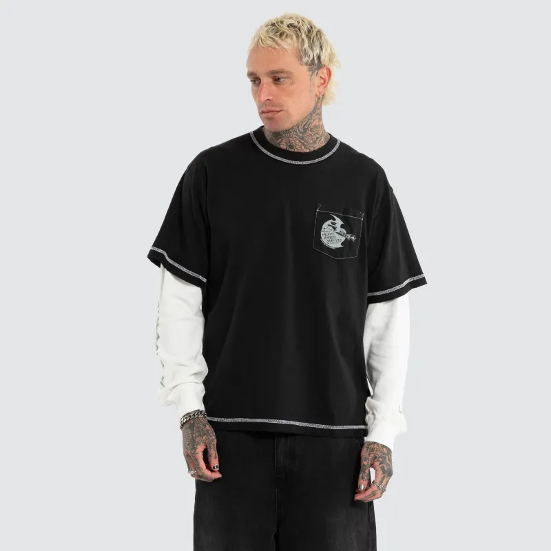 Heavy Parts Waffle Boxy Tee Stone Black made by Afends