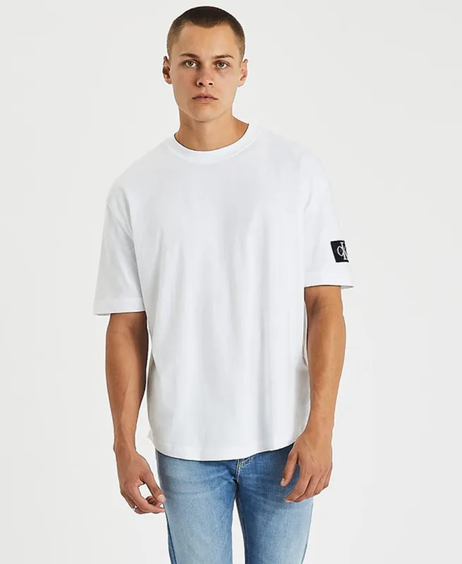 Monologo Badge Oversized T-Shirt White sold by Neverland