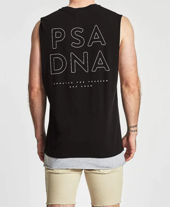 Crew Layered Hem Muscle Tee Jet Black sold by Neverland