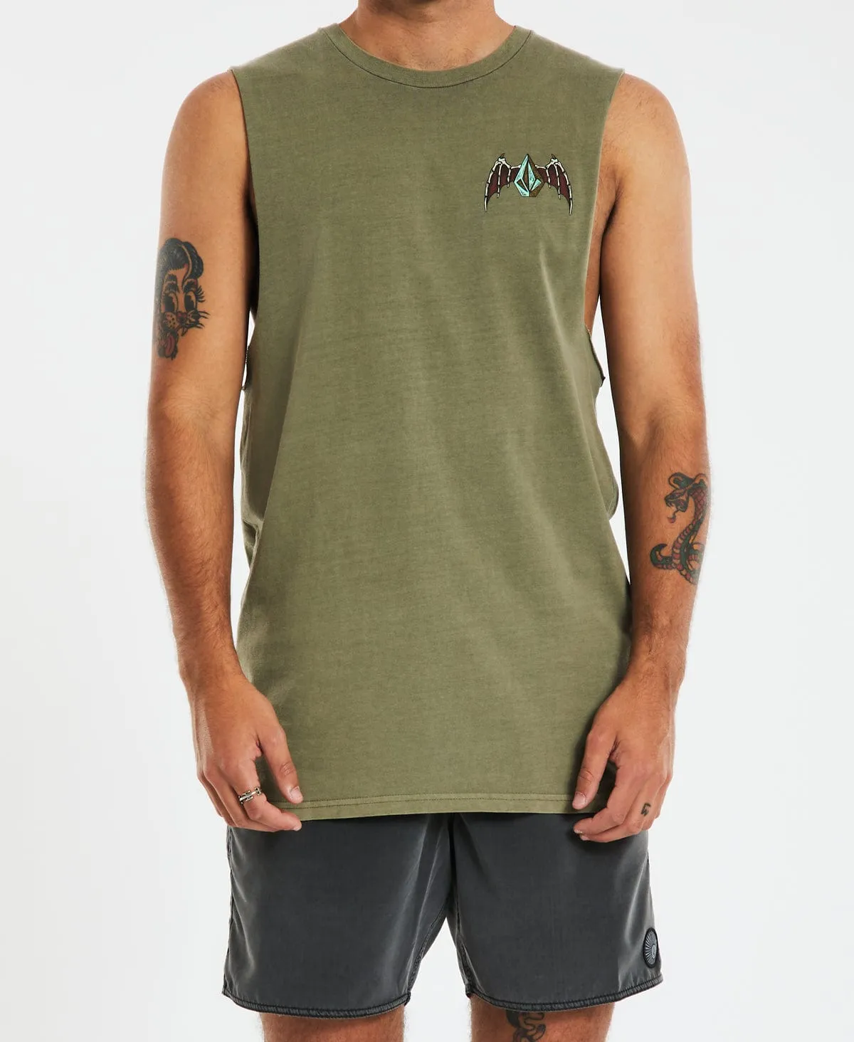 Hessian Muscle Tee Army Green sold by Neverland product image thumbnail 2