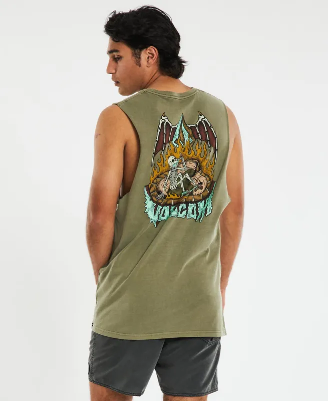 Hessian Muscle Tee Army Green sold by Neverland