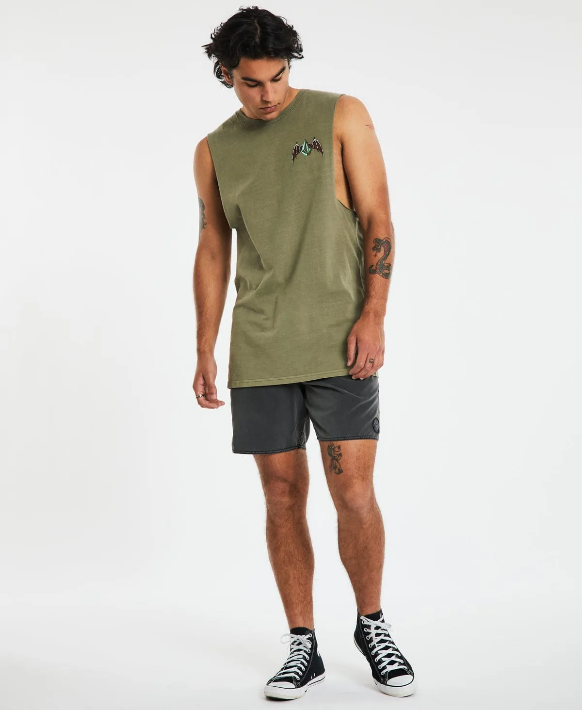 Hessian Muscle Tee Army Green sold by Neverland product image thumbnail 5