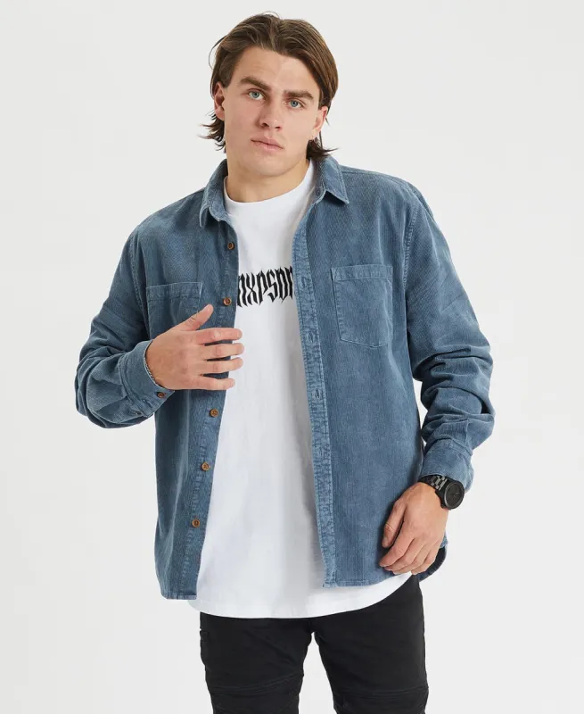 Berkeley Cord Long Sleeve Shirt Pigment Blue sold by Neverland