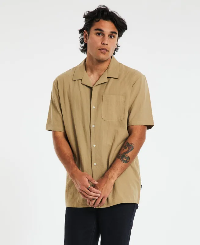Beaumate Woven Short Sleeve Shirt Khaki sold by Neverland