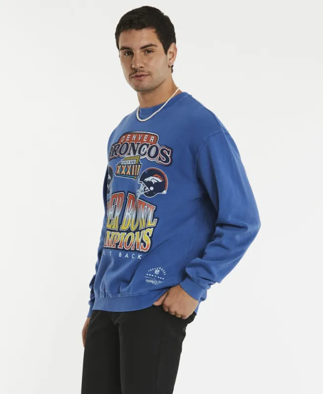 Vintage Superbowl Champion Crew Jumper Broncos Faded Blue sold by Neverland