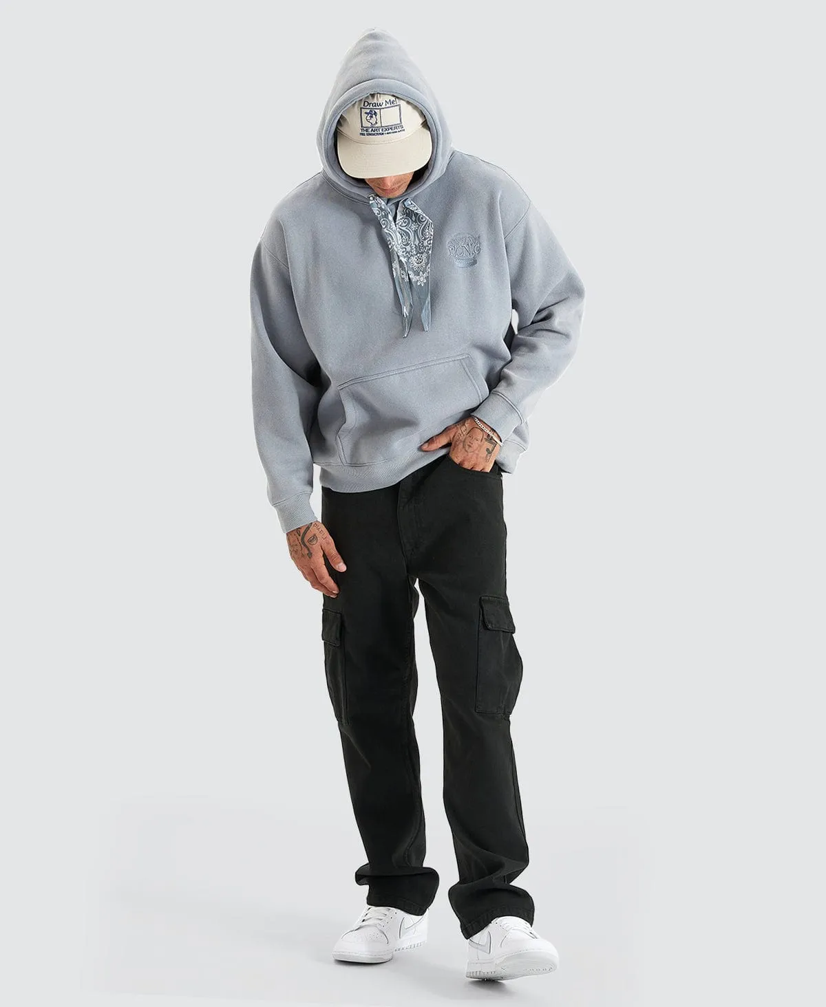 Cowboy Real Bandana Drawstring Hoodie Sunbleached Slate Grey sold by Neverland product image thumbnail 3