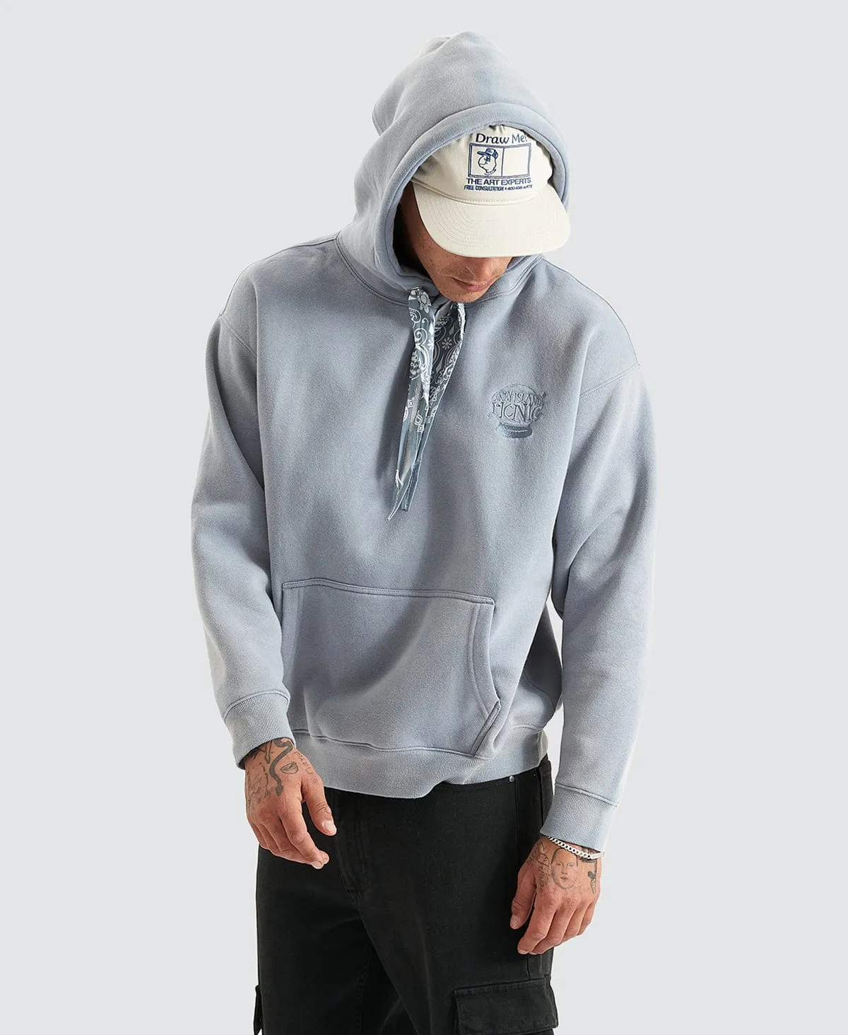Cowboy Real Bandana Drawstring Hoodie Sunbleached Slate Grey sold by Neverland product image thumbnail 5