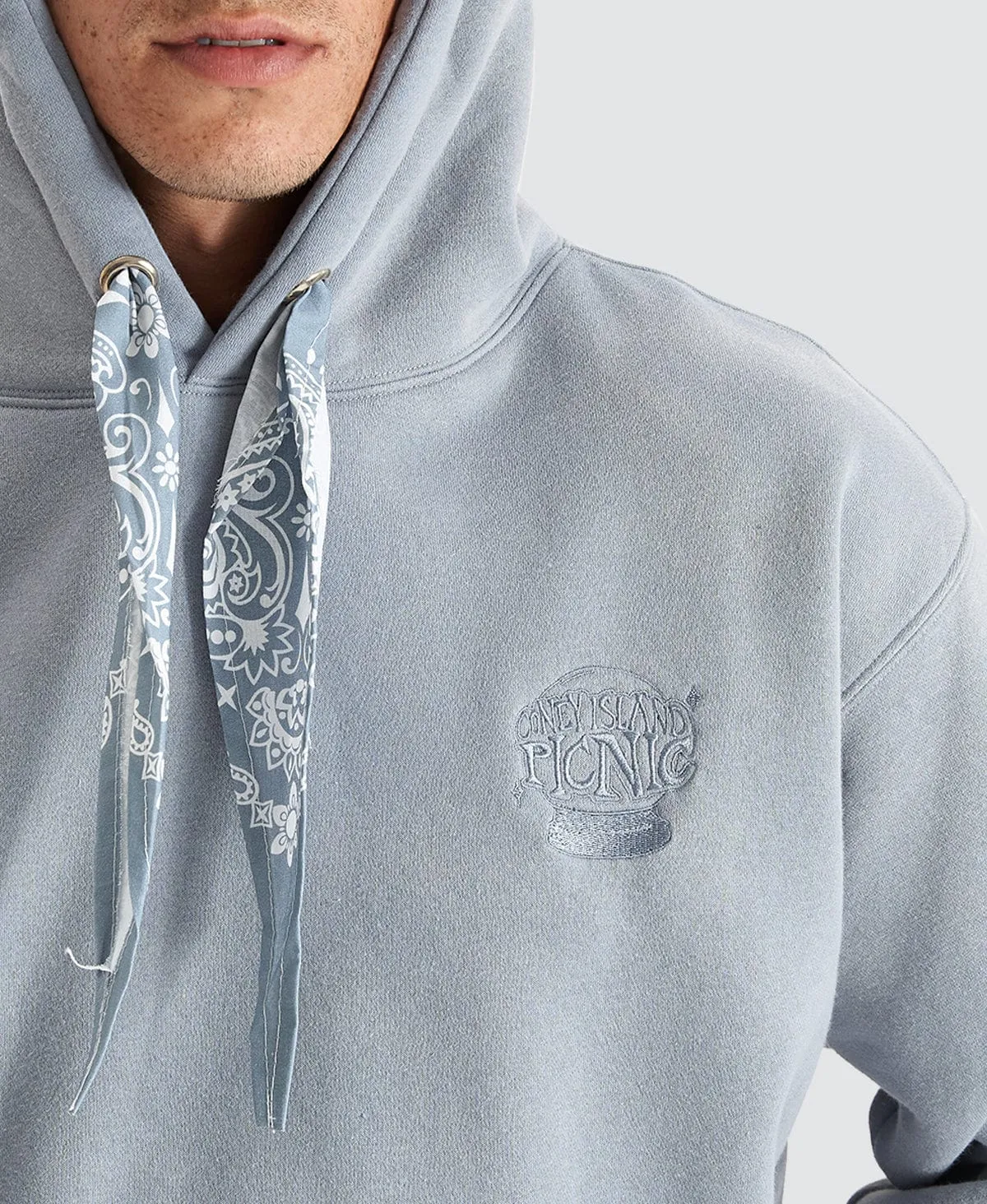 Cowboy Real Bandana Drawstring Hoodie Sunbleached Slate Grey sold by Neverland product image thumbnail 2