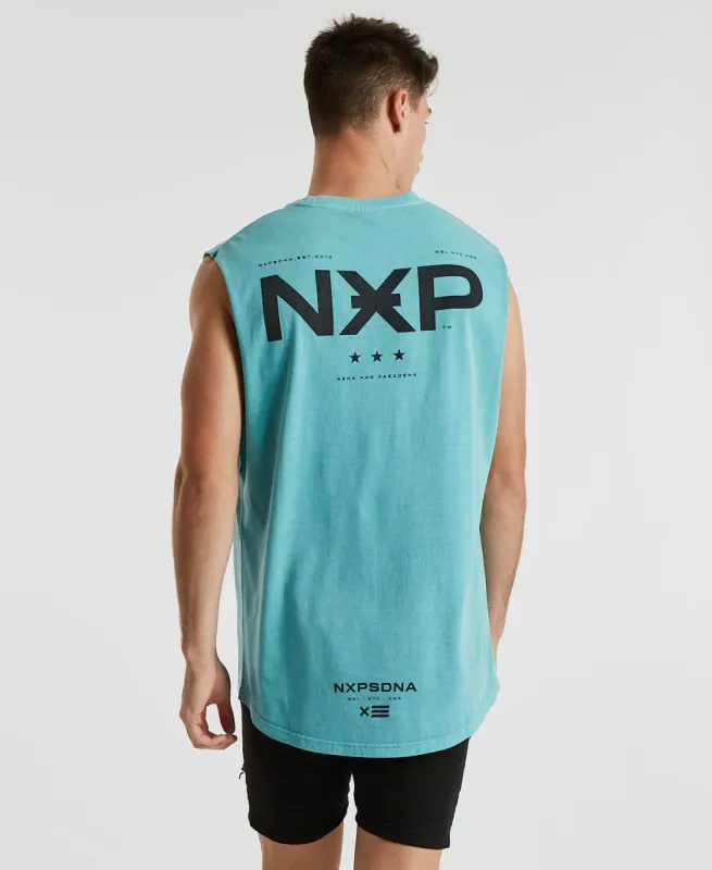 Turn Back Scoop Back Muscle Tee Pigment Aqua Green sold by Neverland