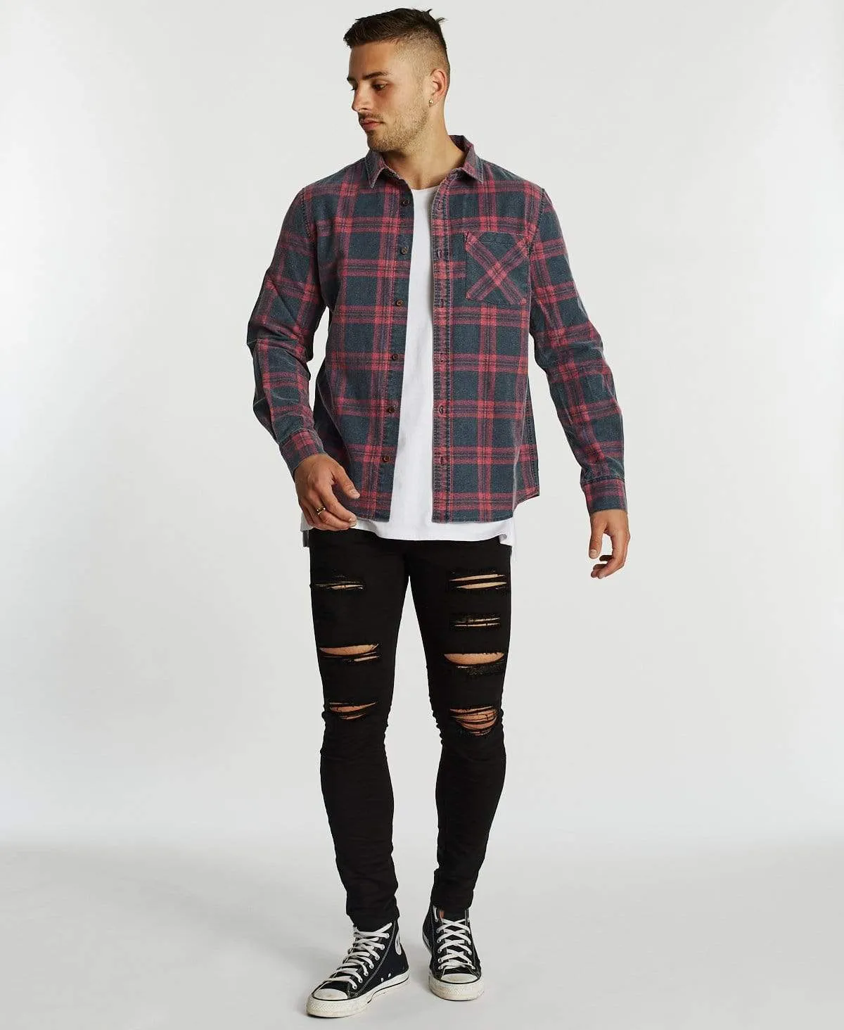Charge Casual Long Sleeve Shirt Navy/Red Check sold by Neverland product image thumbnail 5