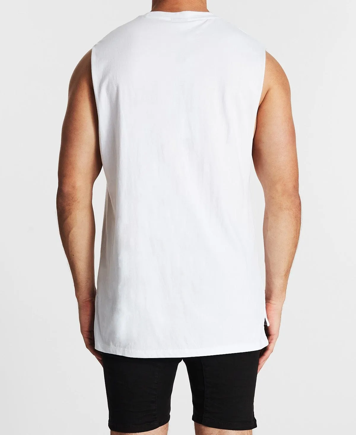 Save Us Step Hem Muscle Tee White sold by Neverland product image thumbnail 2