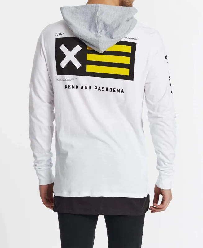 Dragonuv Layered Hem Long Sleeve Hooded T-Shirt White sold by Neverland
