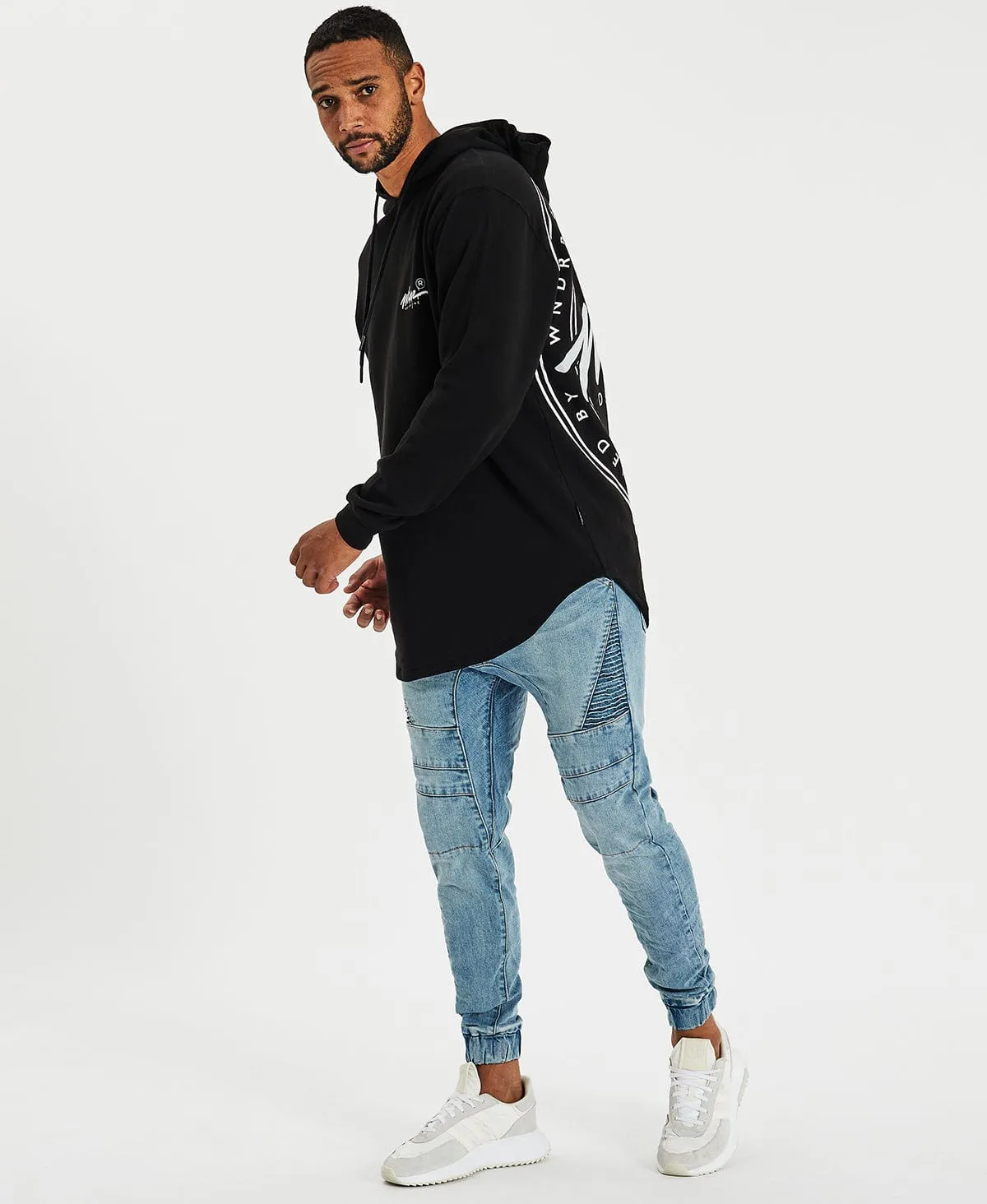 Deface Curved Hem Hoodie Black sold by Neverland product image thumbnail 5