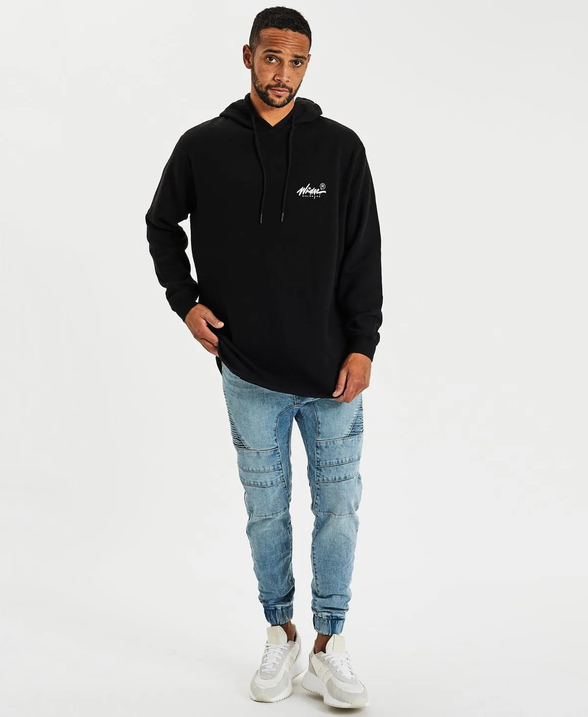 Deface Curved Hem Hoodie Black sold by Neverland product image thumbnail 4