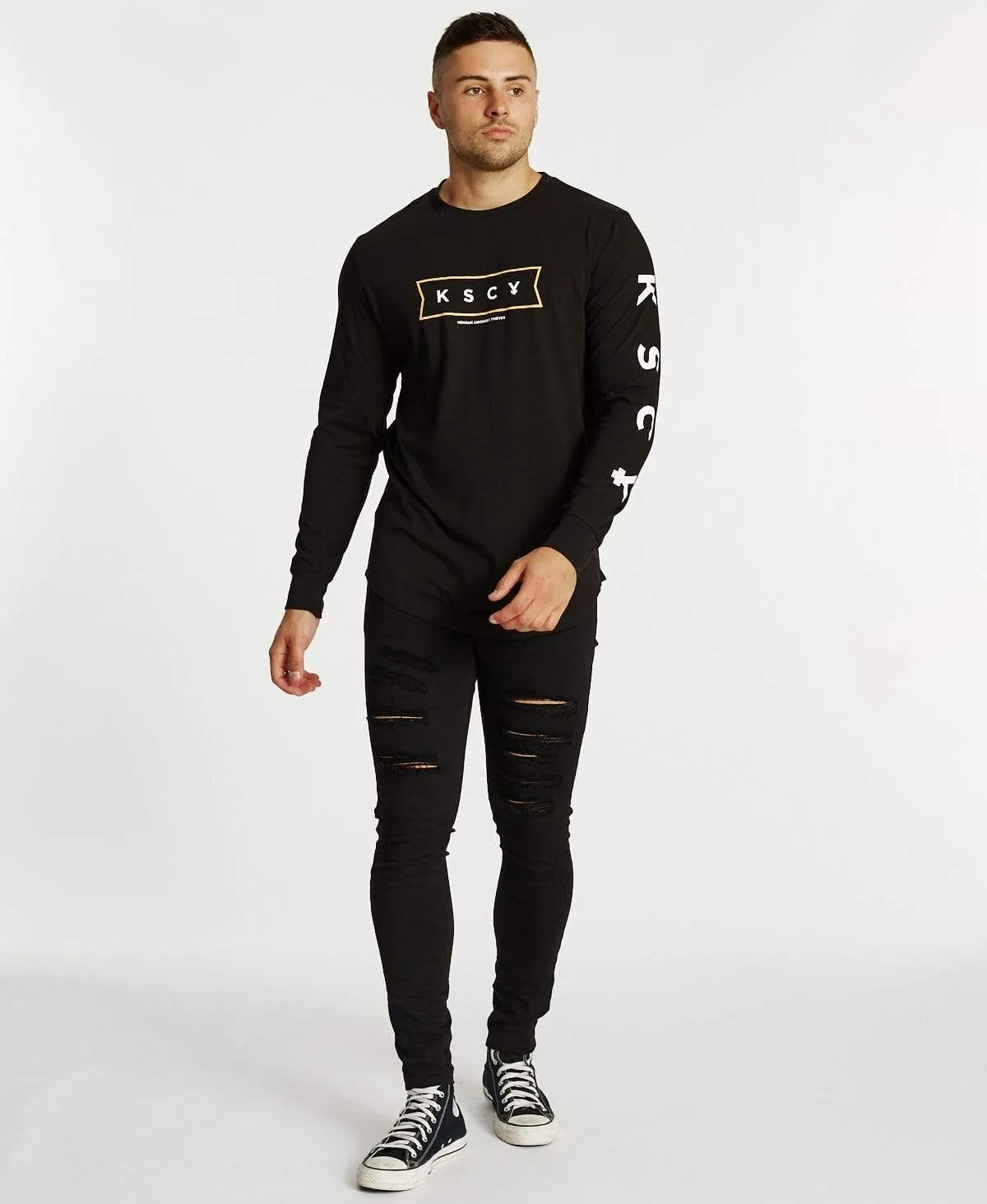 Ruler Cape Back Long Sleeve T-Shirt Jet Black sold by Neverland product image thumbnail 5