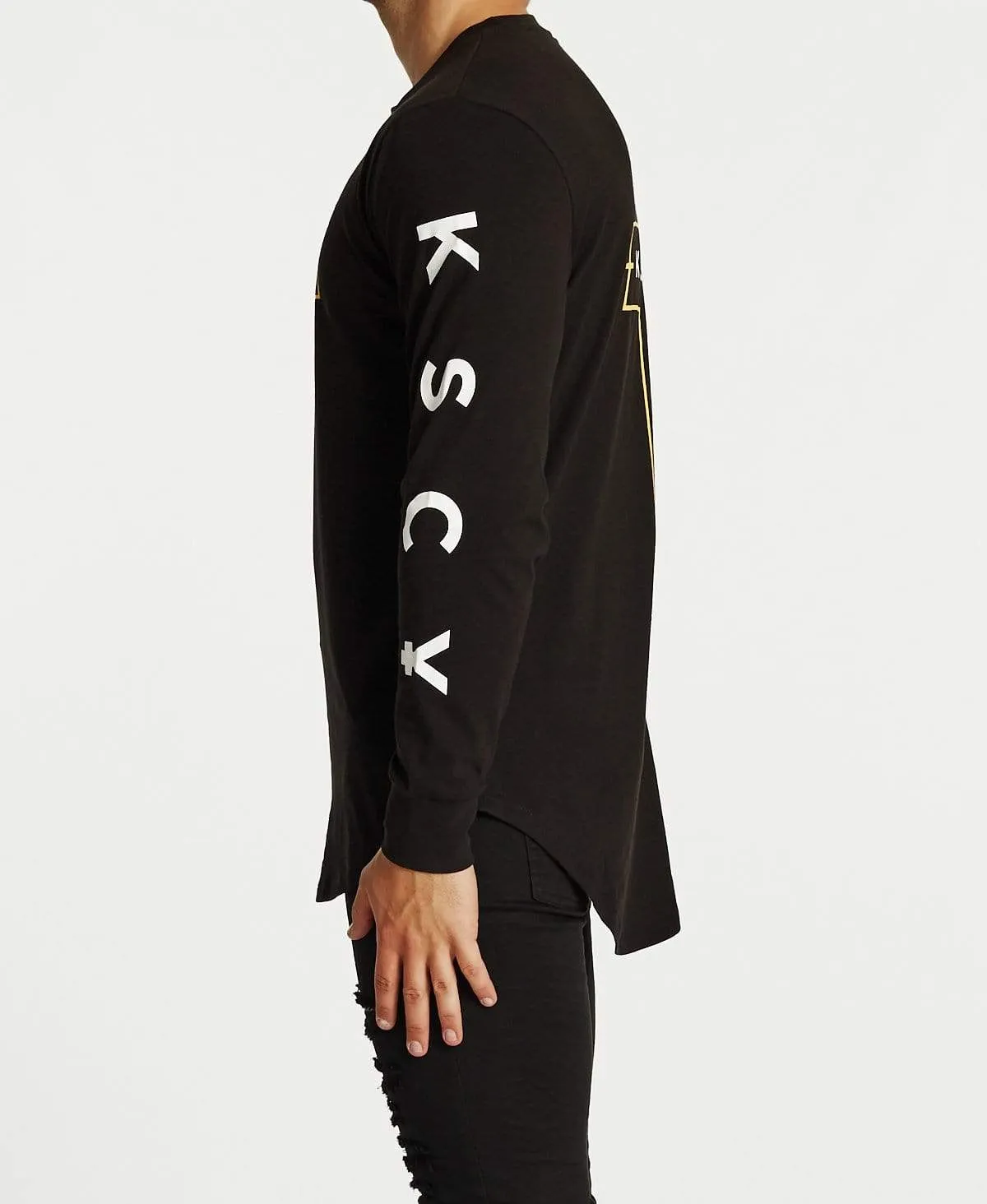 Ruler Cape Back Long Sleeve T-Shirt Jet Black sold by Neverland product image thumbnail 4