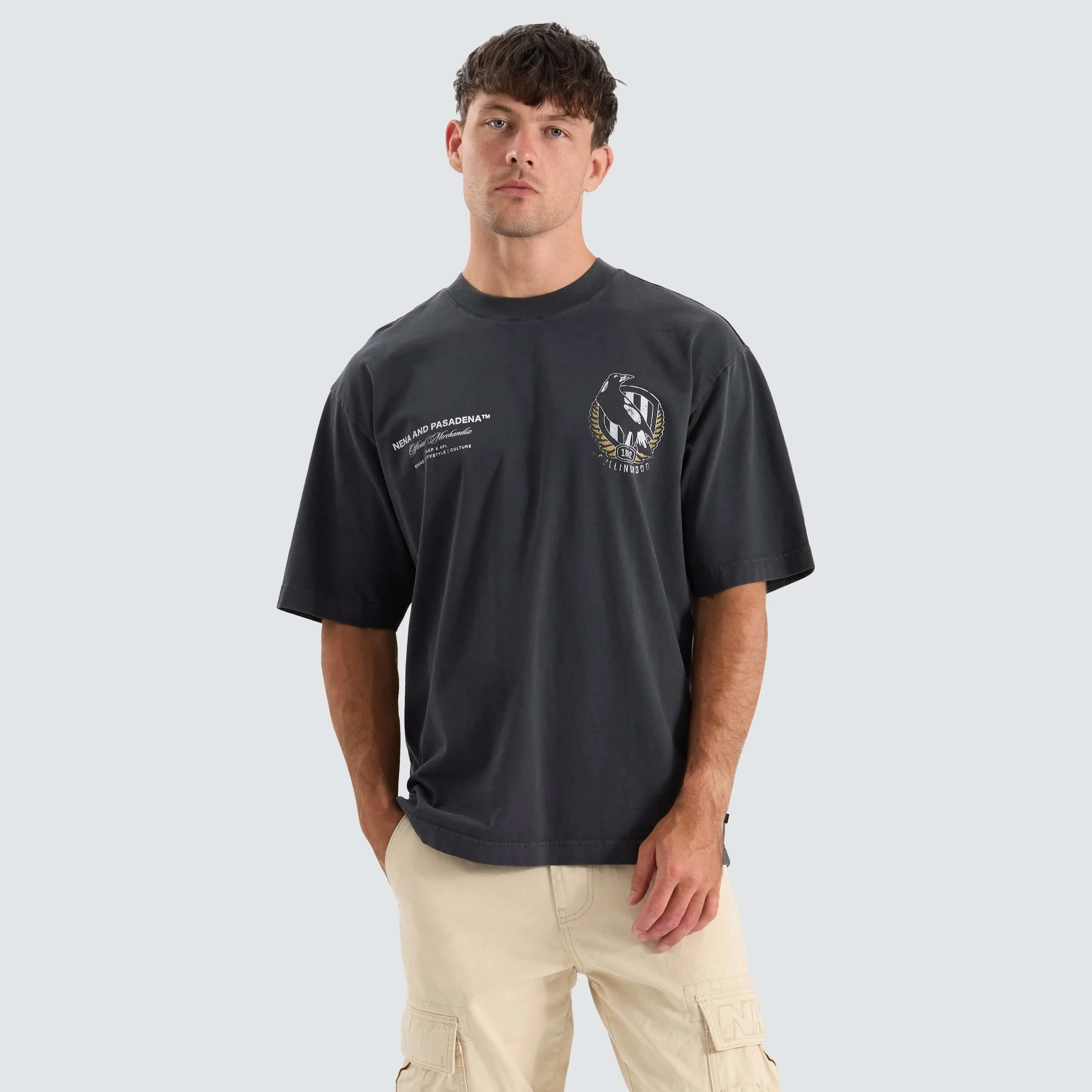Collingwood Magpies AFL Oversized Tee Pigment Black sold by Neverland product image thumbnail 3