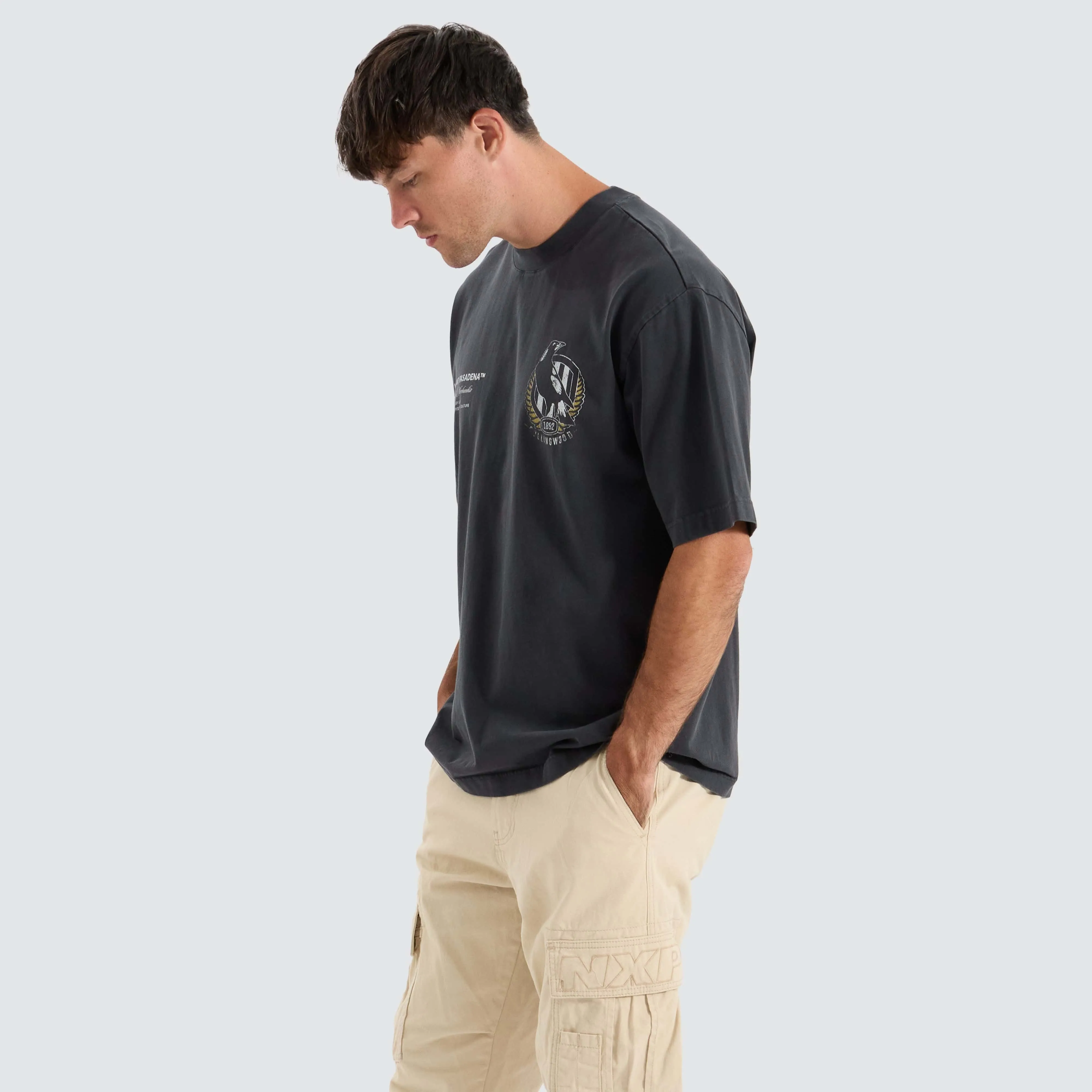 Collingwood Magpies AFL Oversized Tee Pigment Black sold by Neverland product image thumbnail 4