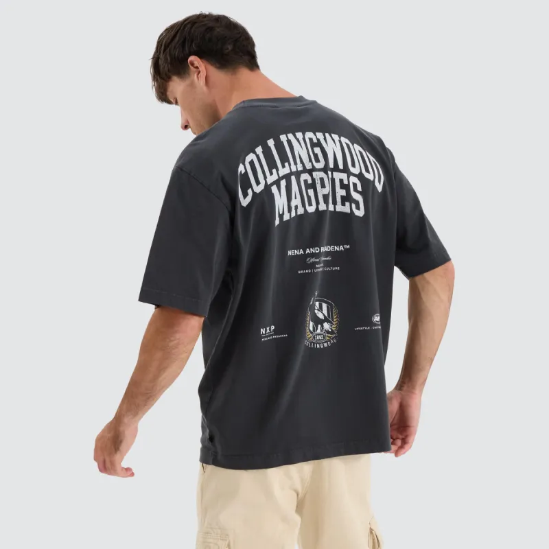 Collingwood Magpies AFL Oversized Tee Pigment Black sold by Neverland