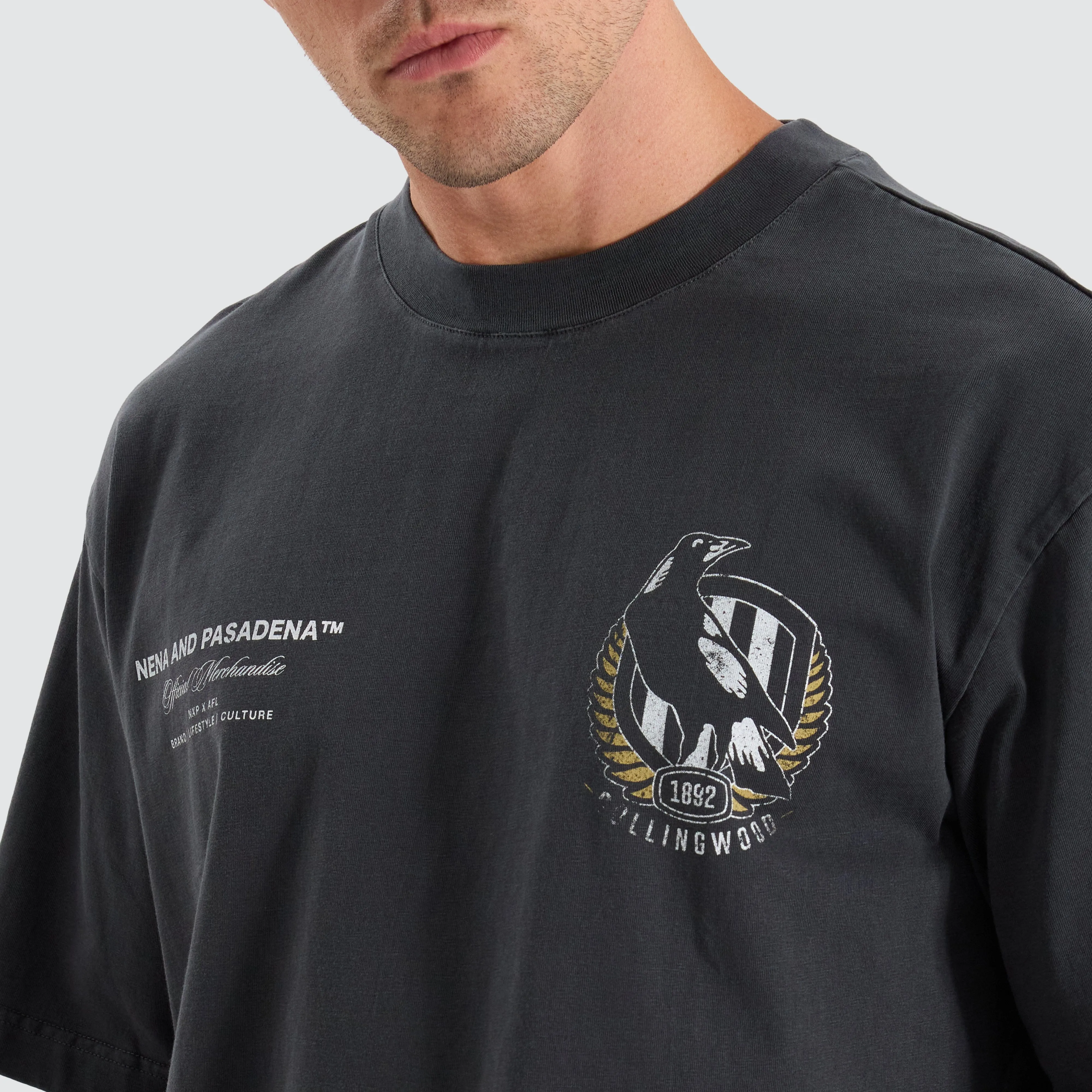 Collingwood Magpies AFL Oversized Tee Pigment Black sold by Neverland product image thumbnail 2
