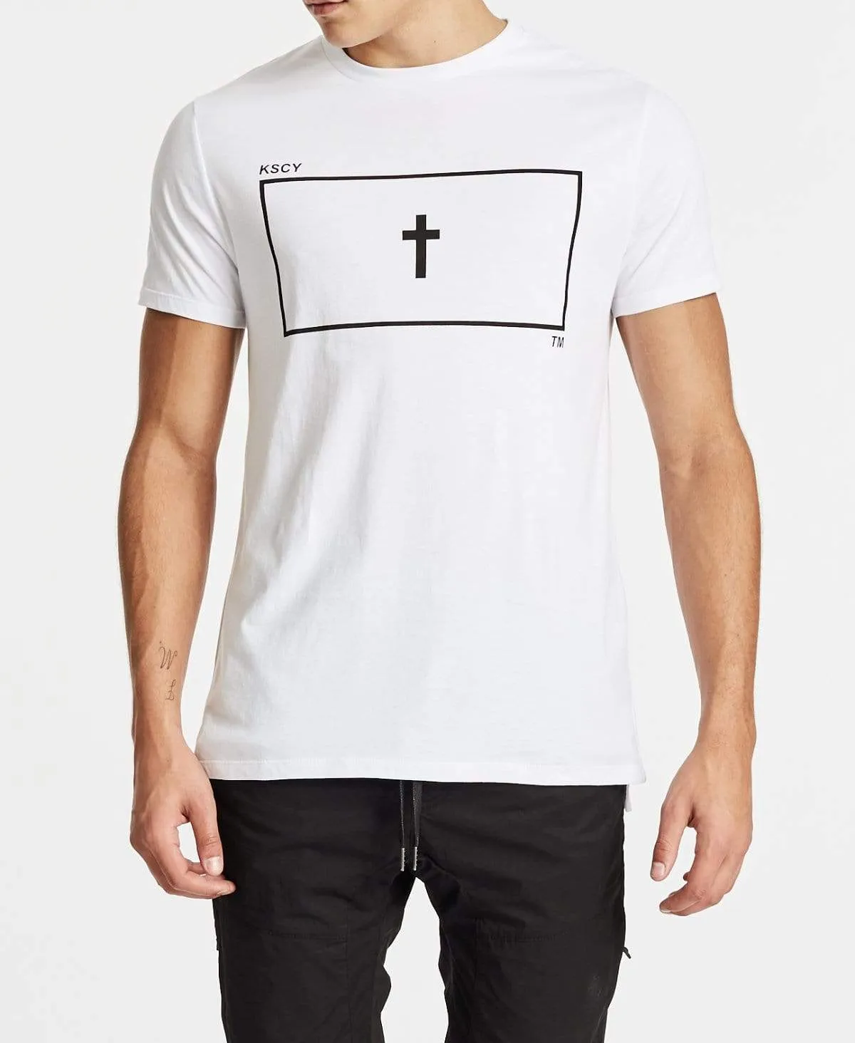 Monument Step Hem Tall T-Shirt White sold by Neverland