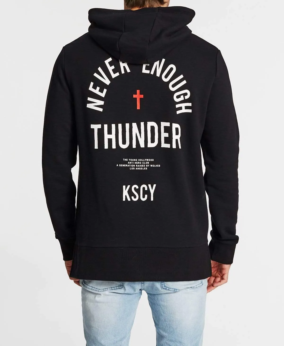Never Enough Thunder Step Hem Hoodie Jet Black sold by Neverland